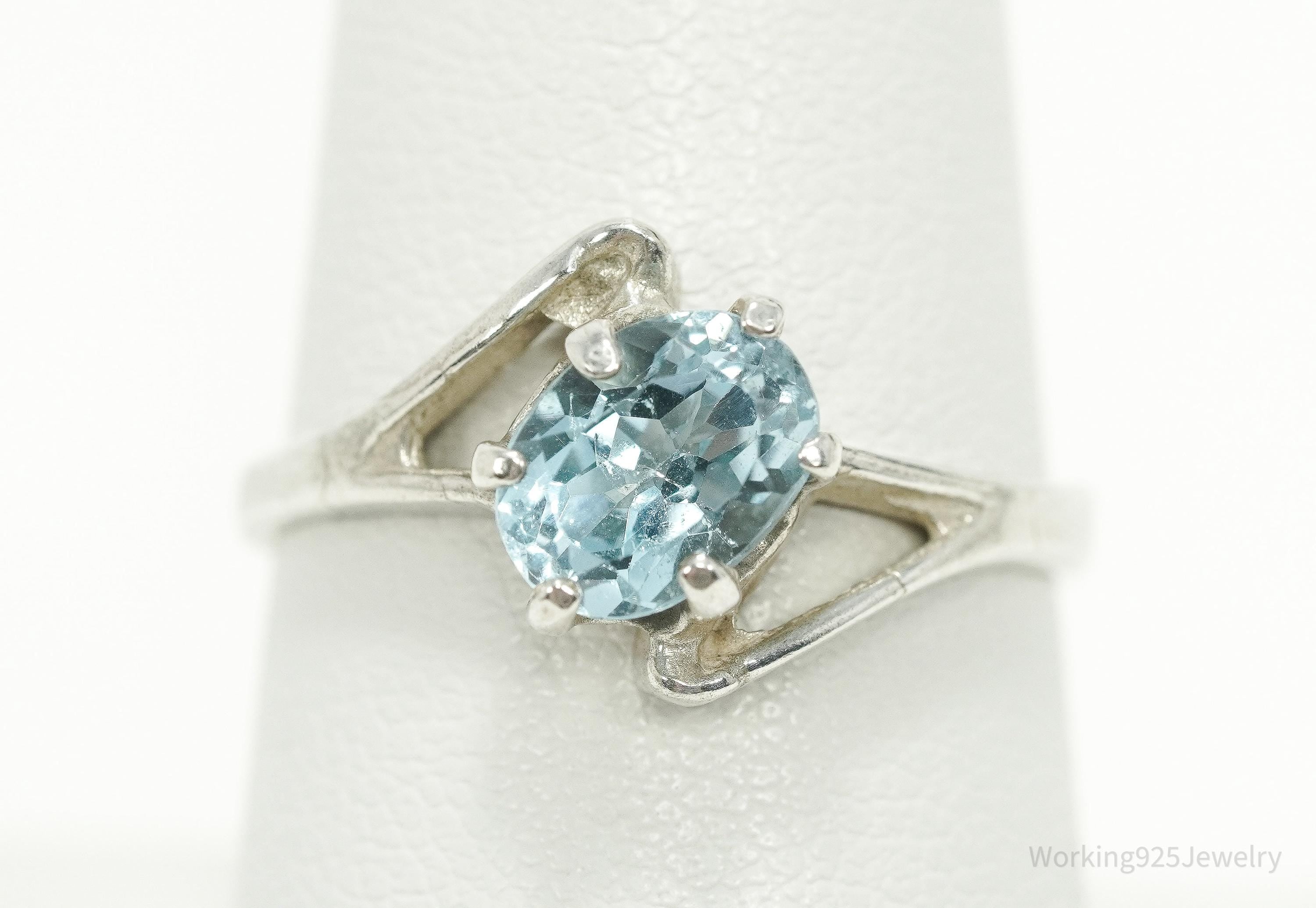 Vintage Blue Topaz Sterling Silver Ring - Size 8