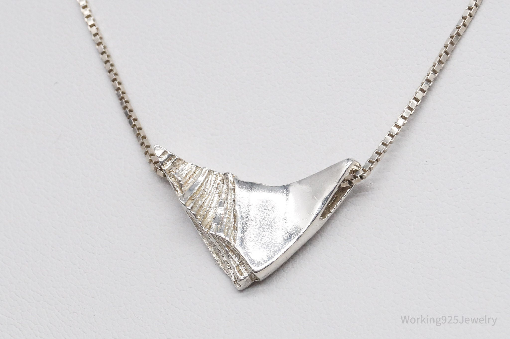 RARE Vintage Norwegian Modernist Ole Aas Sterling Silver Chain Necklace 18"