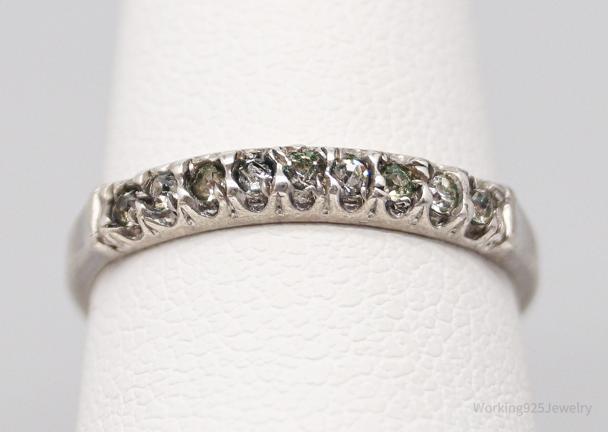 Antique Designer Uncas Rhinestone Sterling Silver Ring - Size 5.75