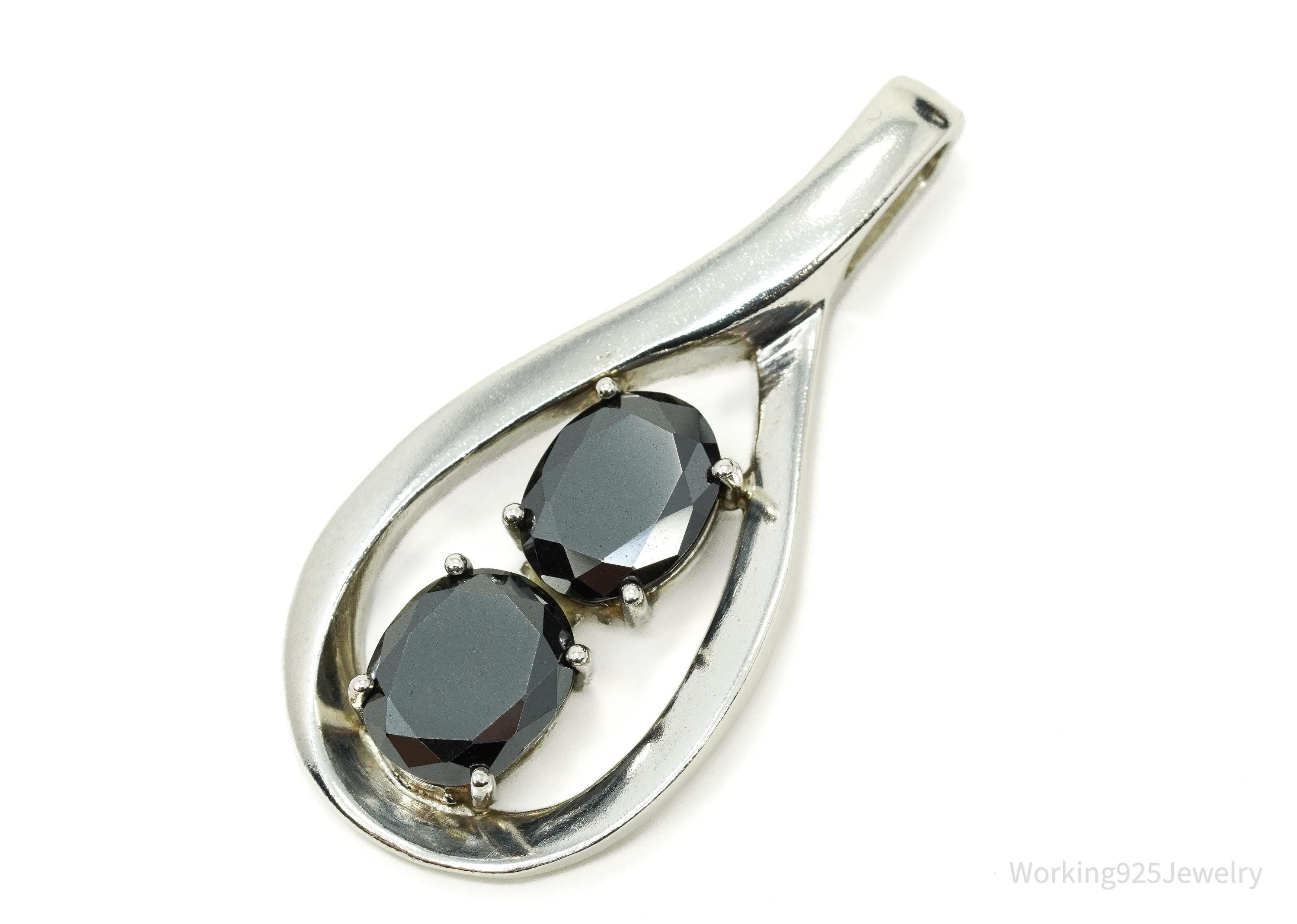 Vintage Hematite Sterling Silver Pendant