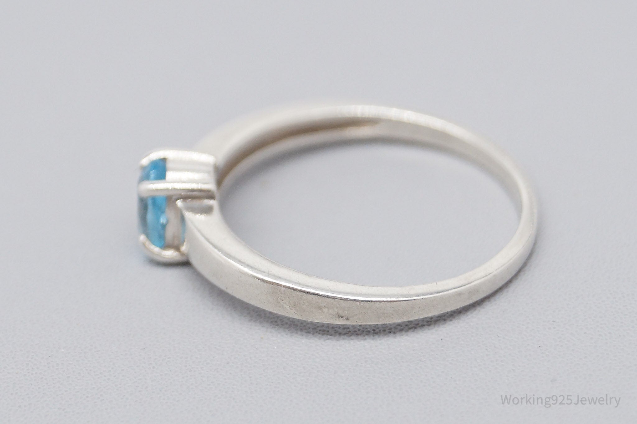 Vintage CNA Blue Topaz Sterling Silver Ring - Size 8