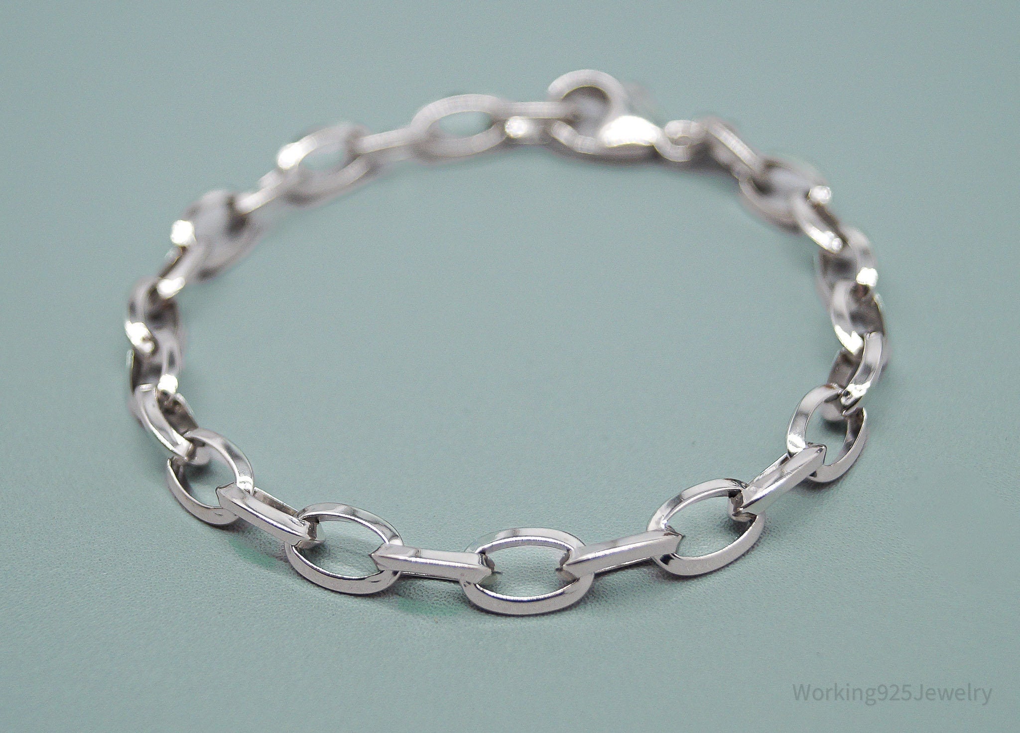 Vintage Chain Link Sterling Silver Bracelet - 7.5"