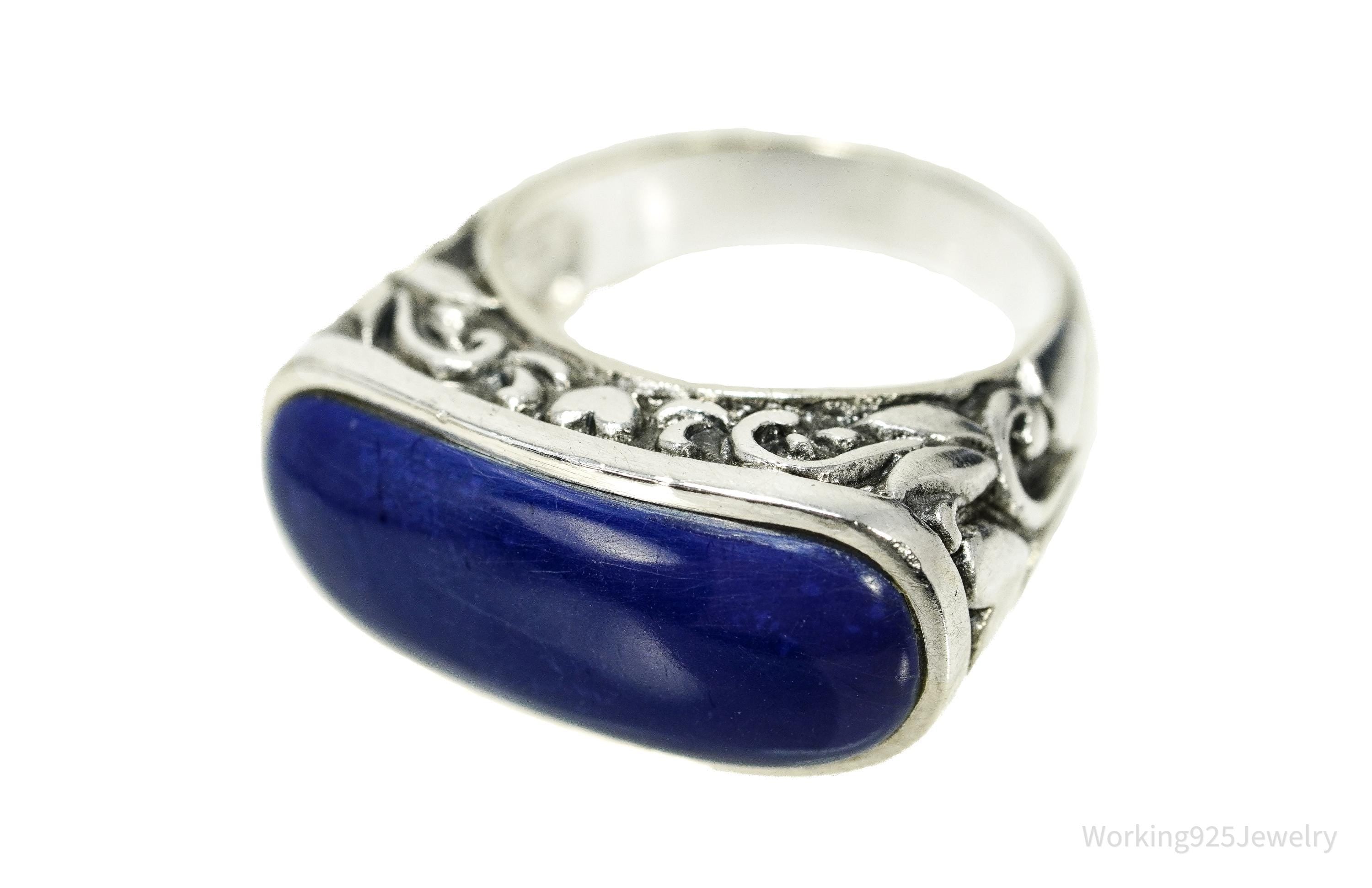 Vintage Lapis Lazuli Sterling Silver Ring Size 6.25