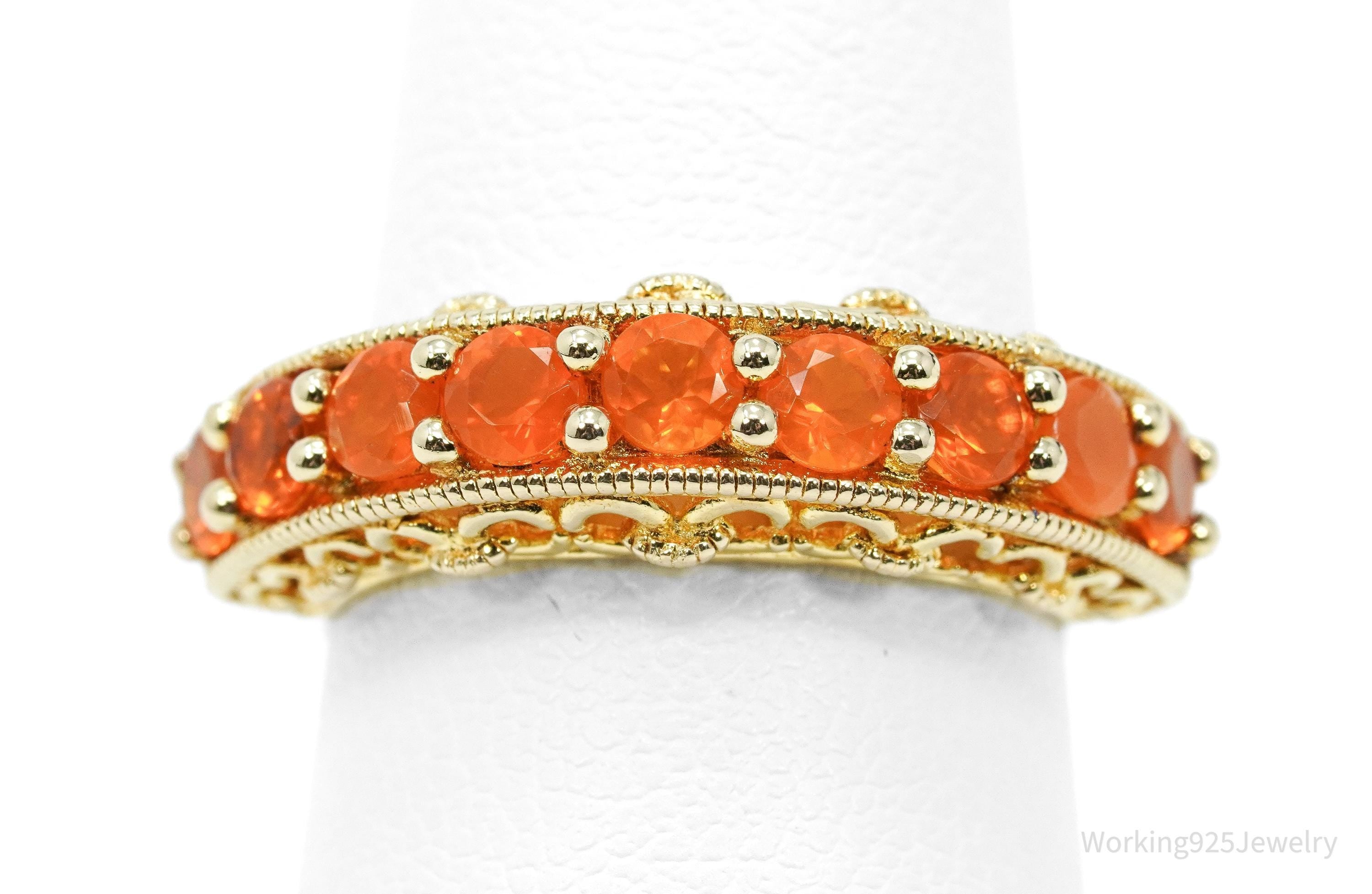 Fire Opal 18K Yellow Gold Over Sterling Silver Ring - Size 5