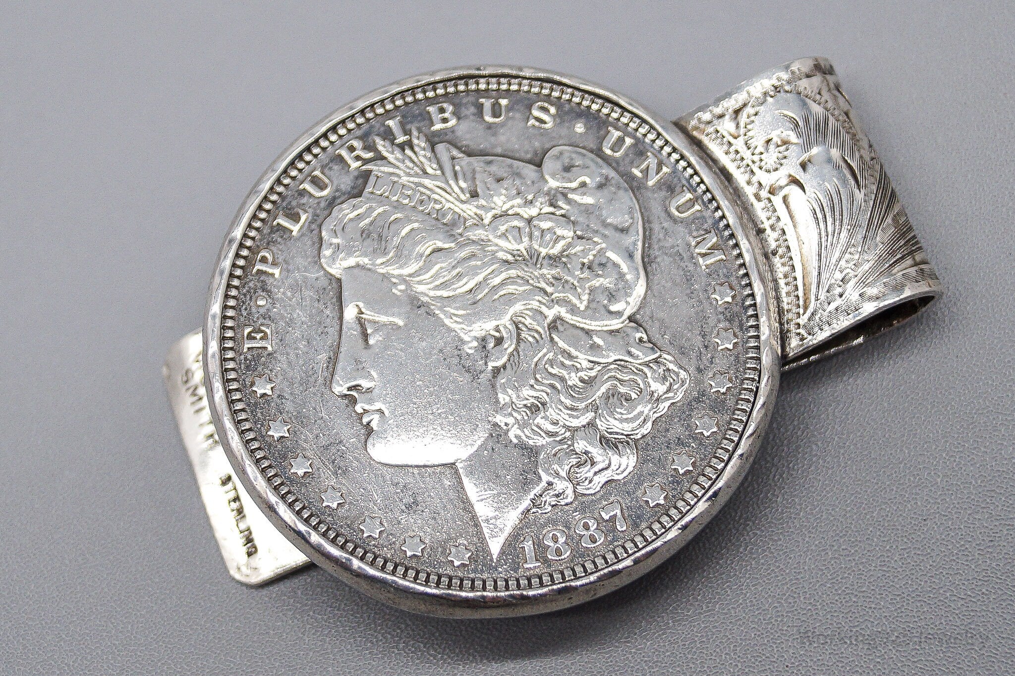 Antique 1887 Morgan Silver Dollar Coin Morgan Smith Navajo Sterling Silver Money Clip