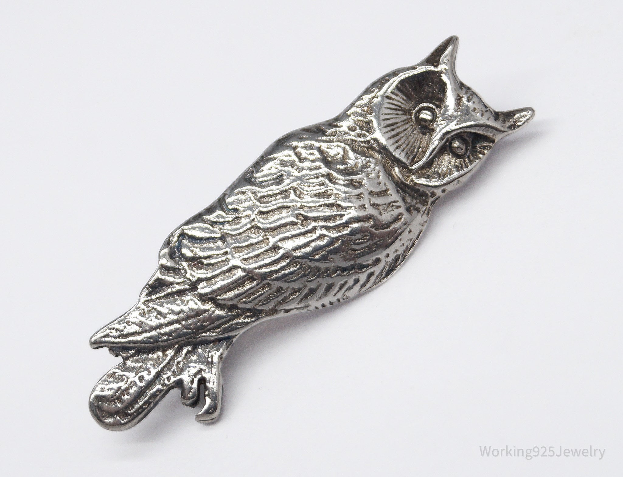 Vintage Owl Silver Pin Brooch