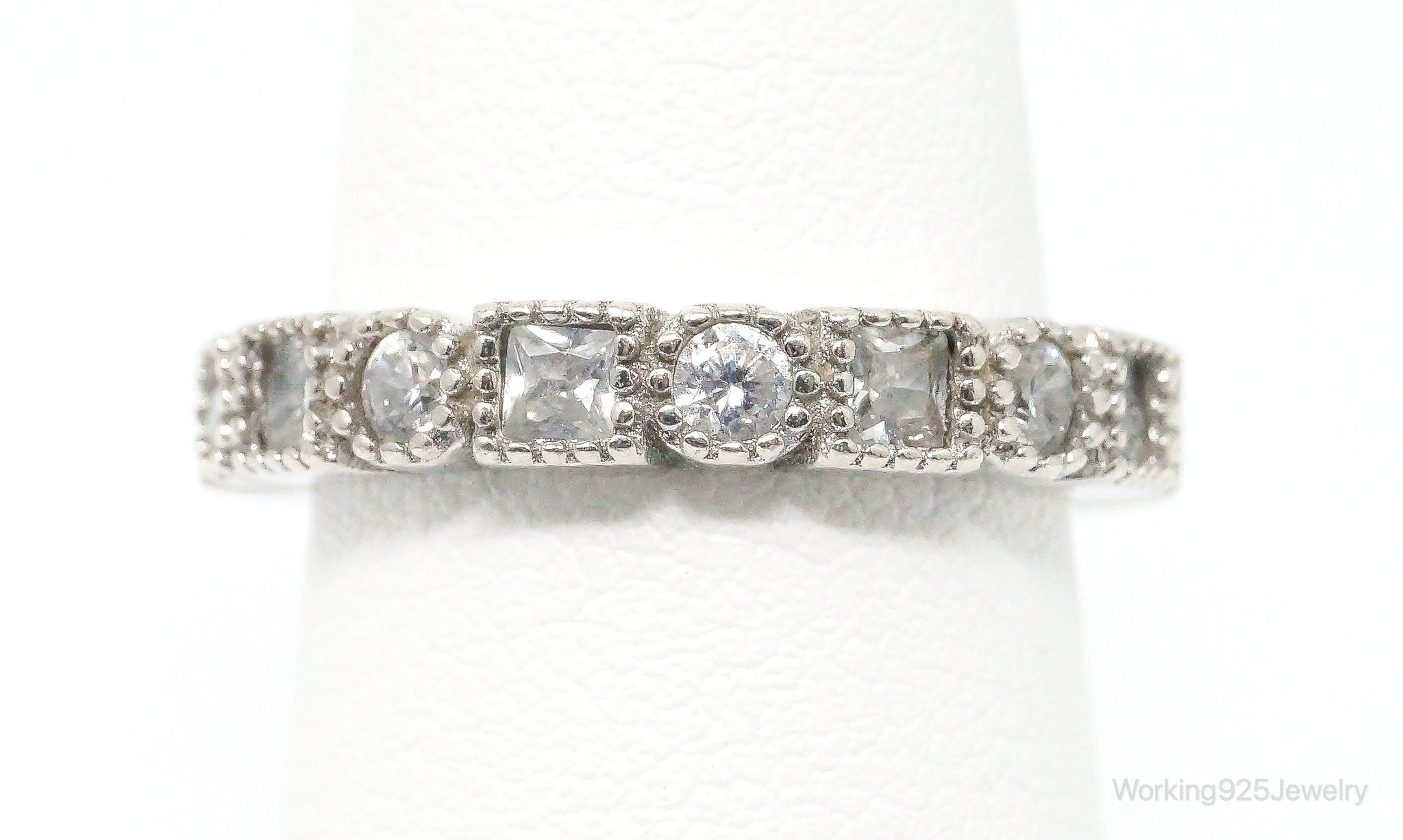 Vintage Cubic Zirconia Sterling Silver Ring - Size 5.75