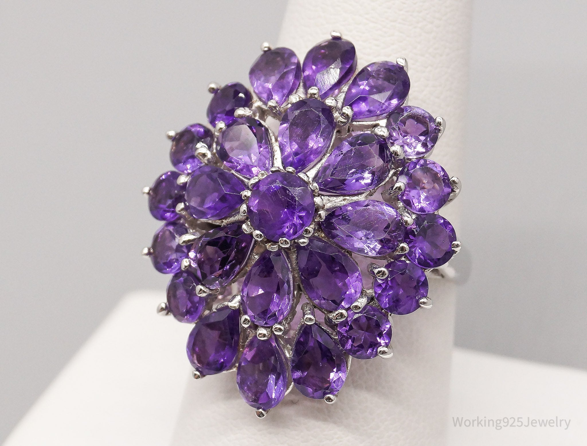 Vintage Amethyst Sterling Silver Ring - Size 8.25