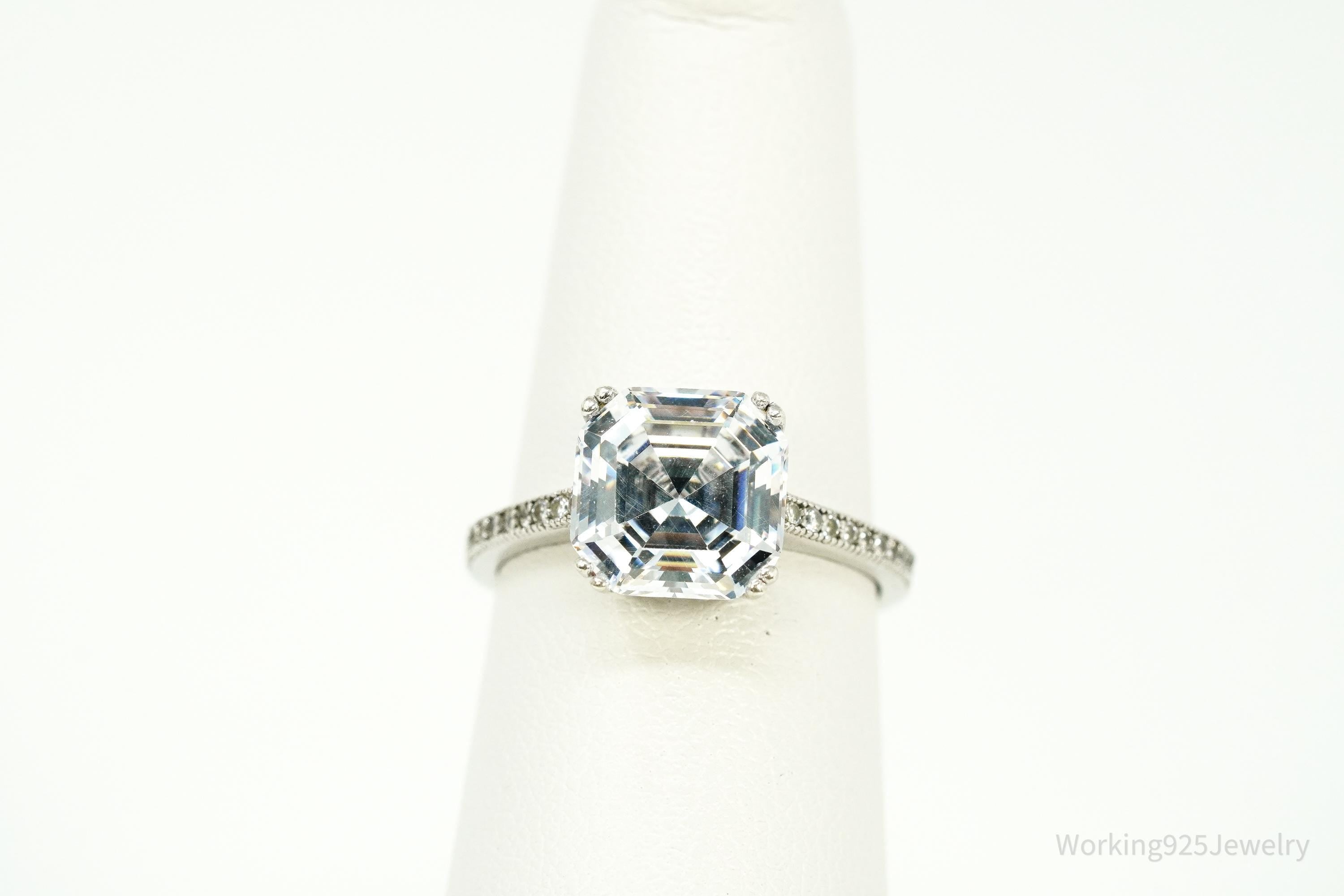 Vintage Cubic Zirconia Sterling Silver Ring Size 6.25