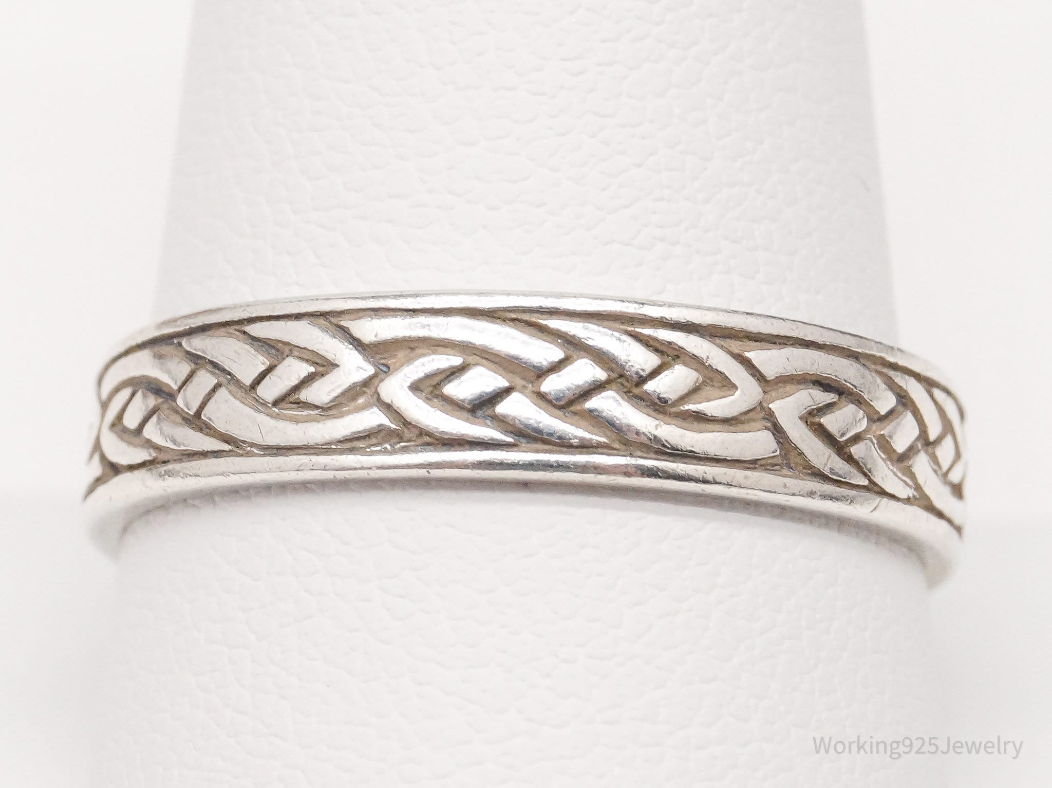 Vintage Celtic Knots Sterling Silver Band Ring - Size 11