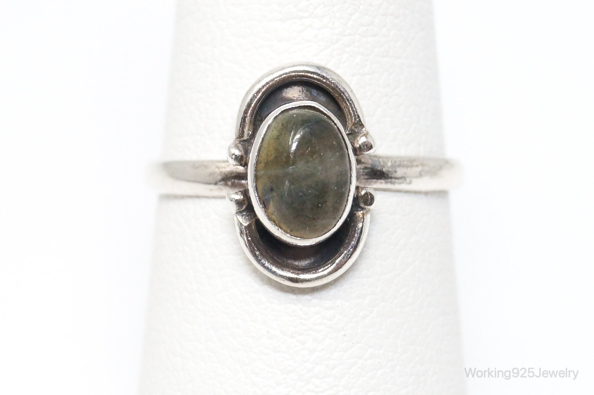 Vintage Natural Labradorite Sterling Silver Ring - SZ 6.25
