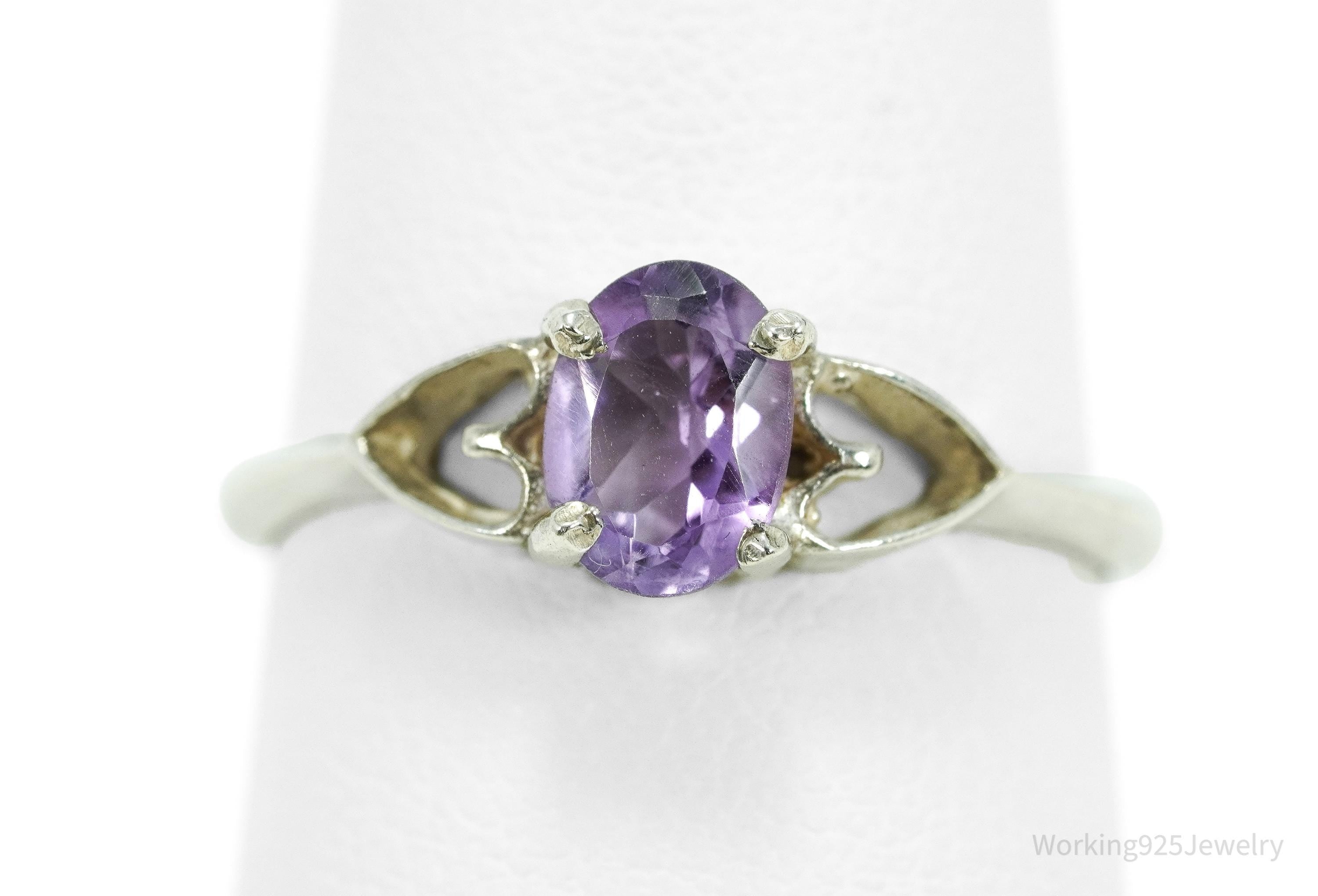Vintage Amethyst Sterling Silver Ring - Size 8.25