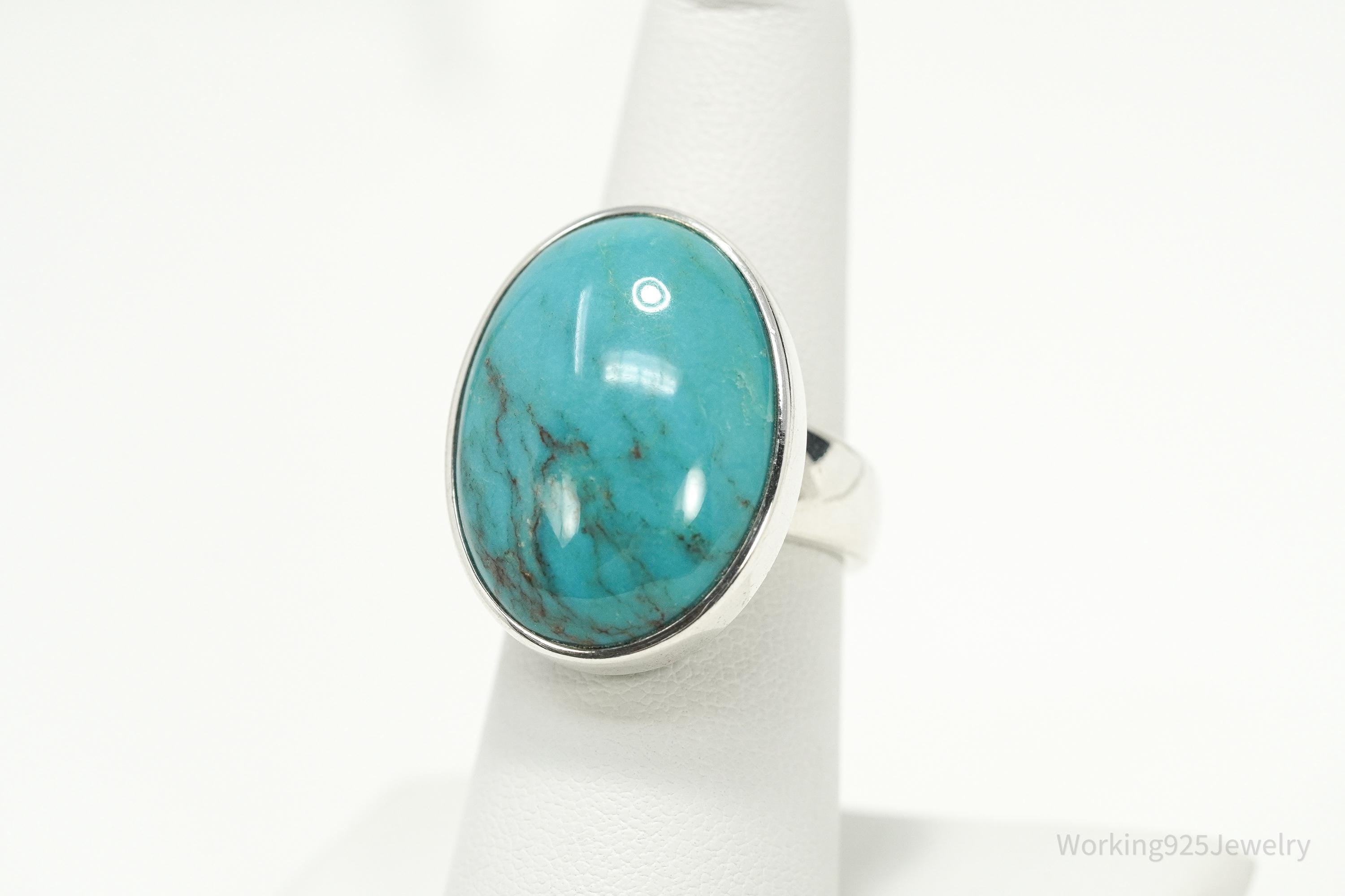 Vintage Whitney Kelly WK Sterling Silver Ring • Large Turquoise Size 6.75
