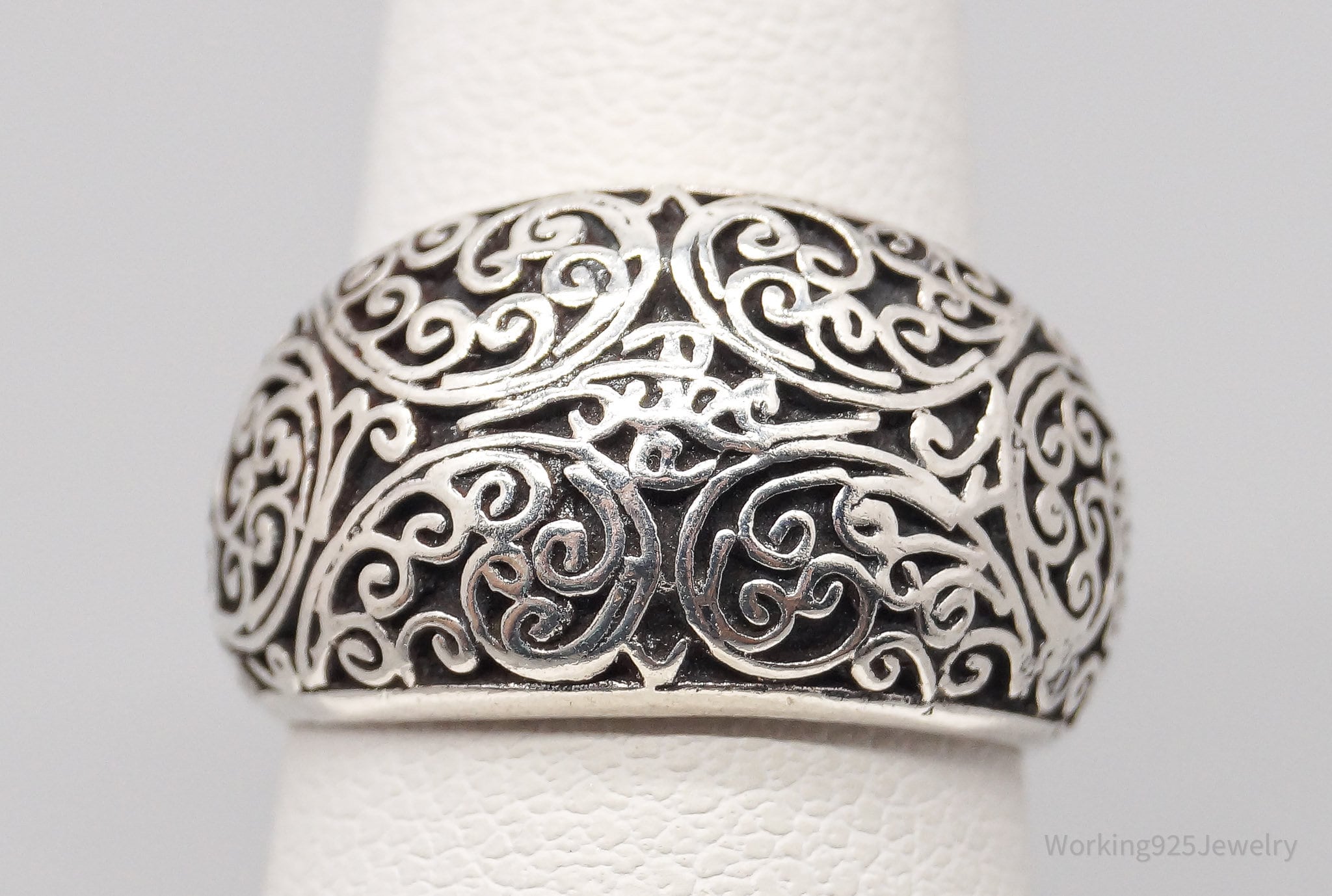 Vintage Ornate Sterling Silver Band Ring - Size 5.5