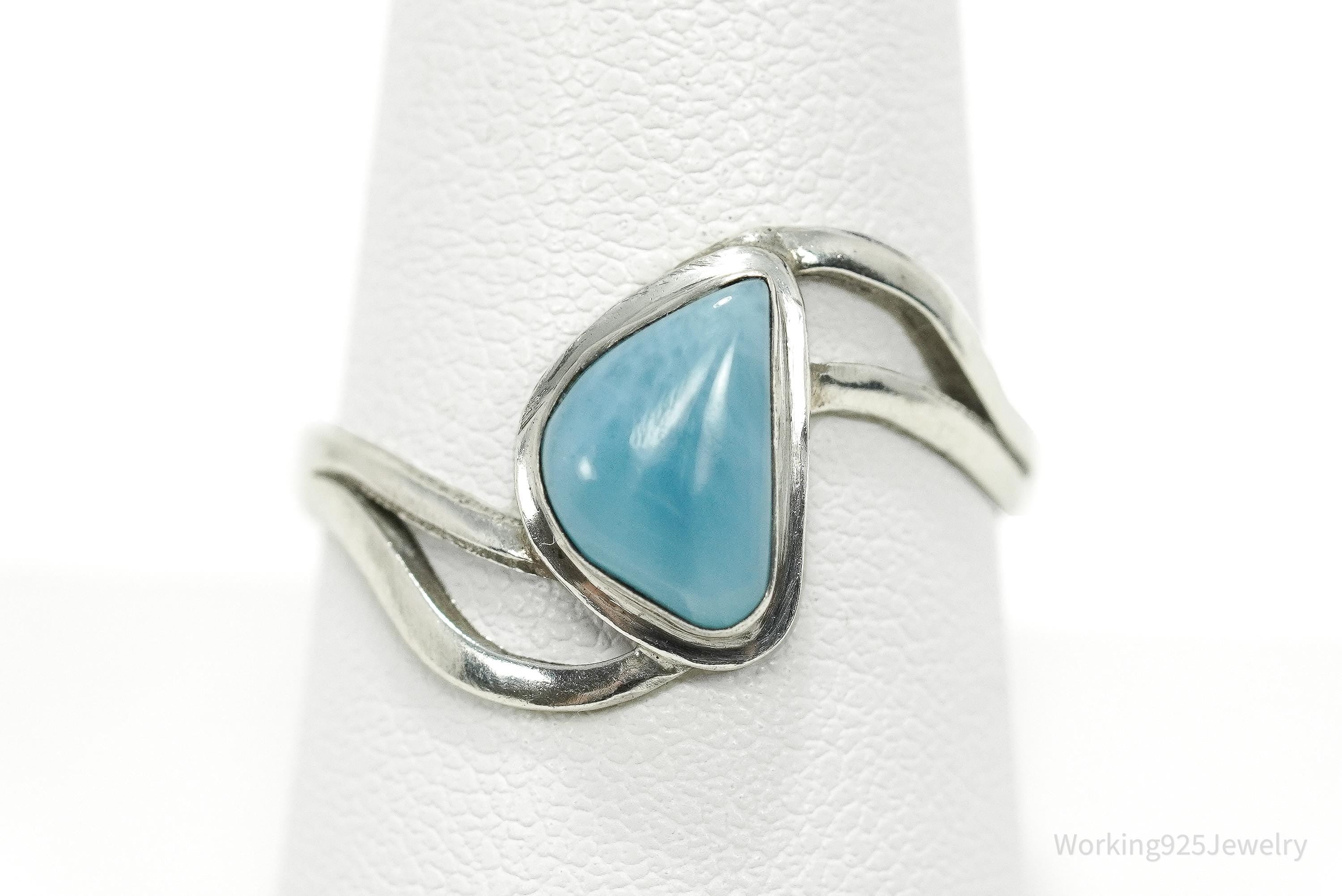 Vintage Blue Larimar Silver Ring - Size 9