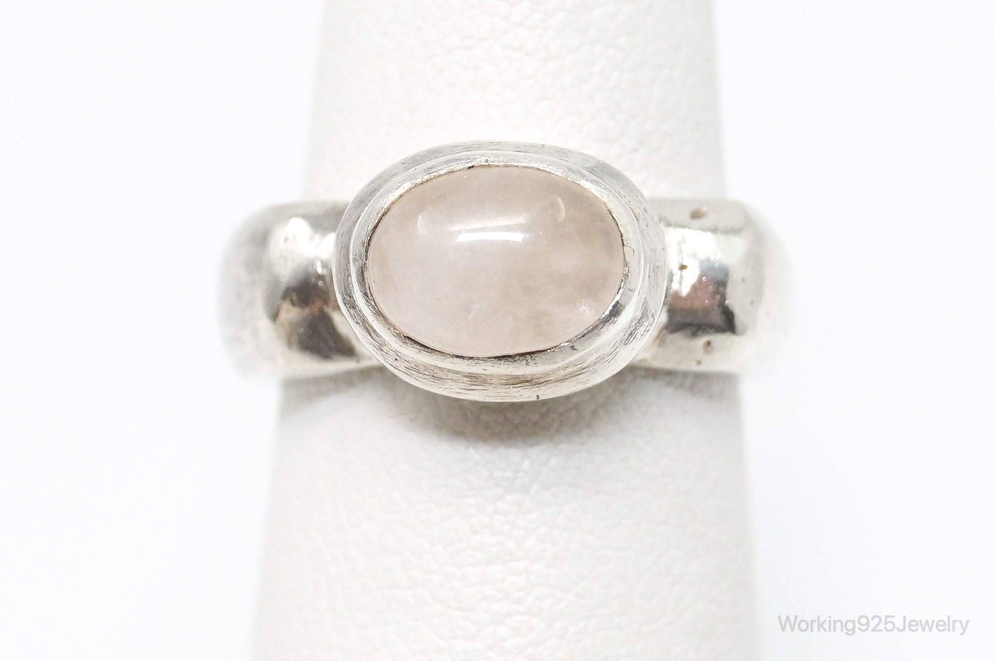 Vintage Rose Quartz Sterling Silver Ring - Size 5.5