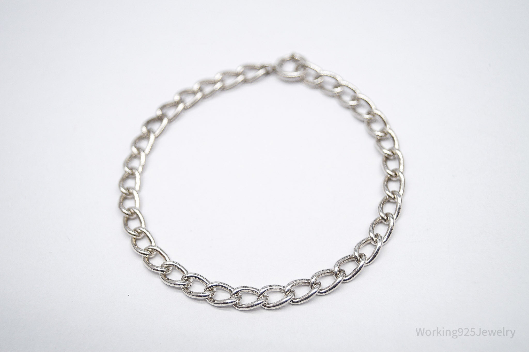 Antique Silver Chain Link Bracelet 7 1/8"