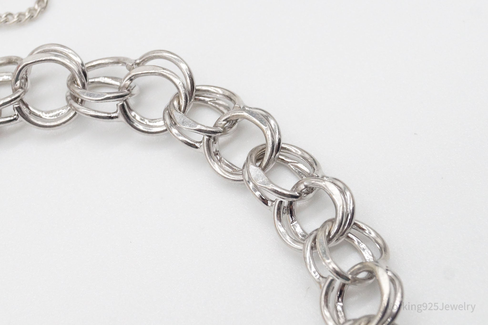 Vintage Sterling Silver Double Link Charm Bracelet