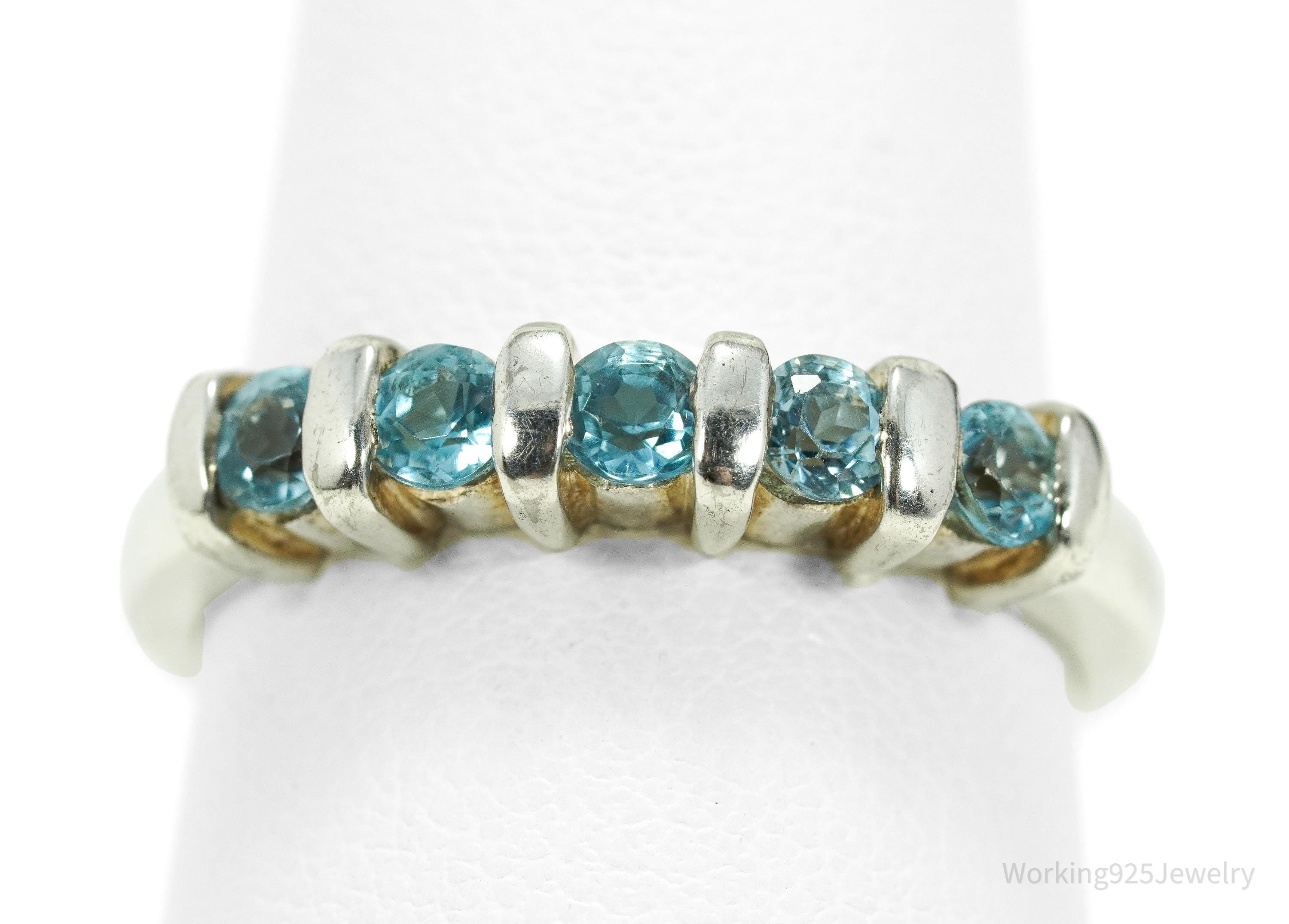 Vintage Blue Topaz Sterling Silver Ring - Size 8