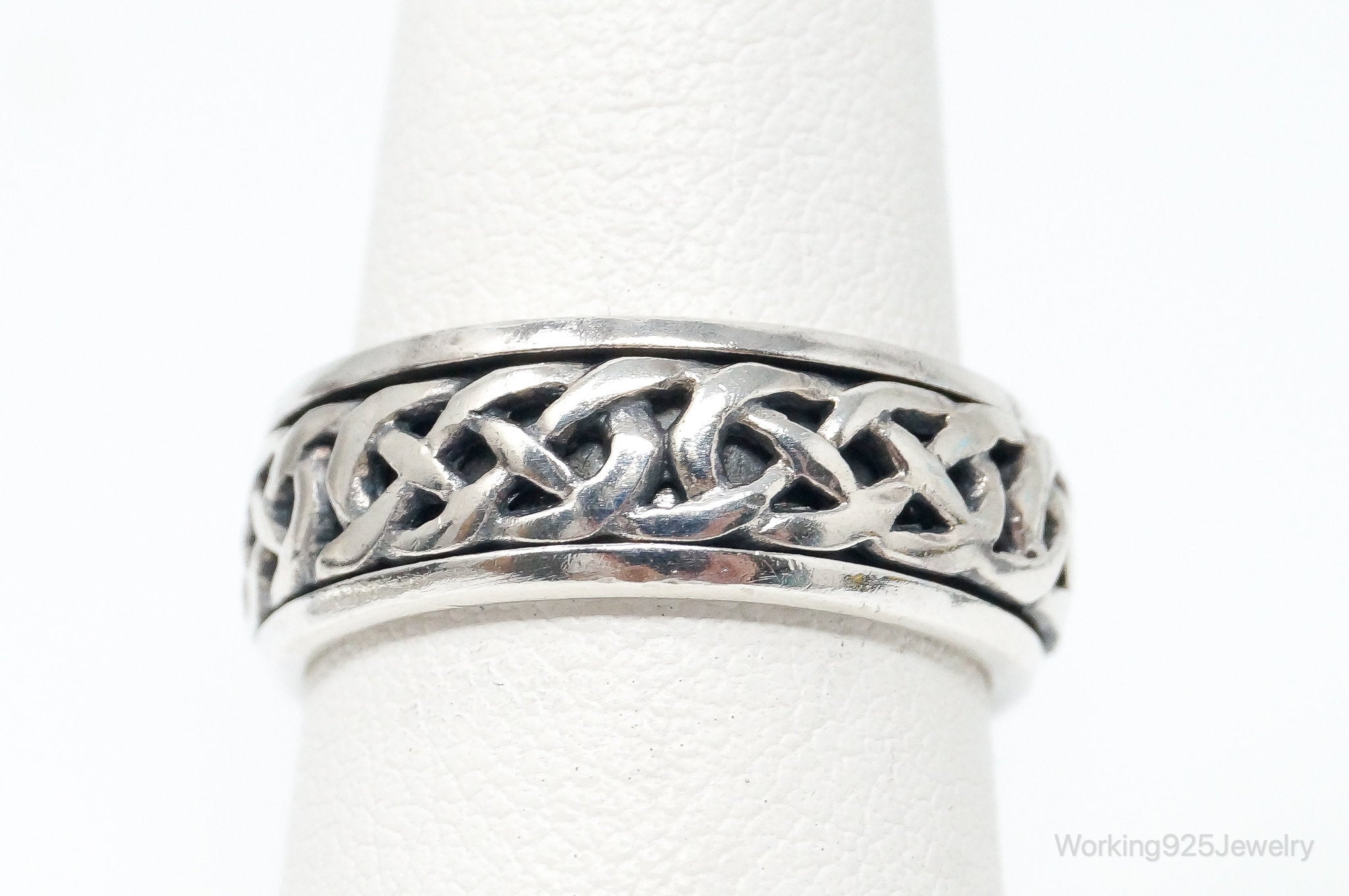 Vintage Designer PSCL Celtic Knot Sterling Silver Spinner Band Ring Size 6.75