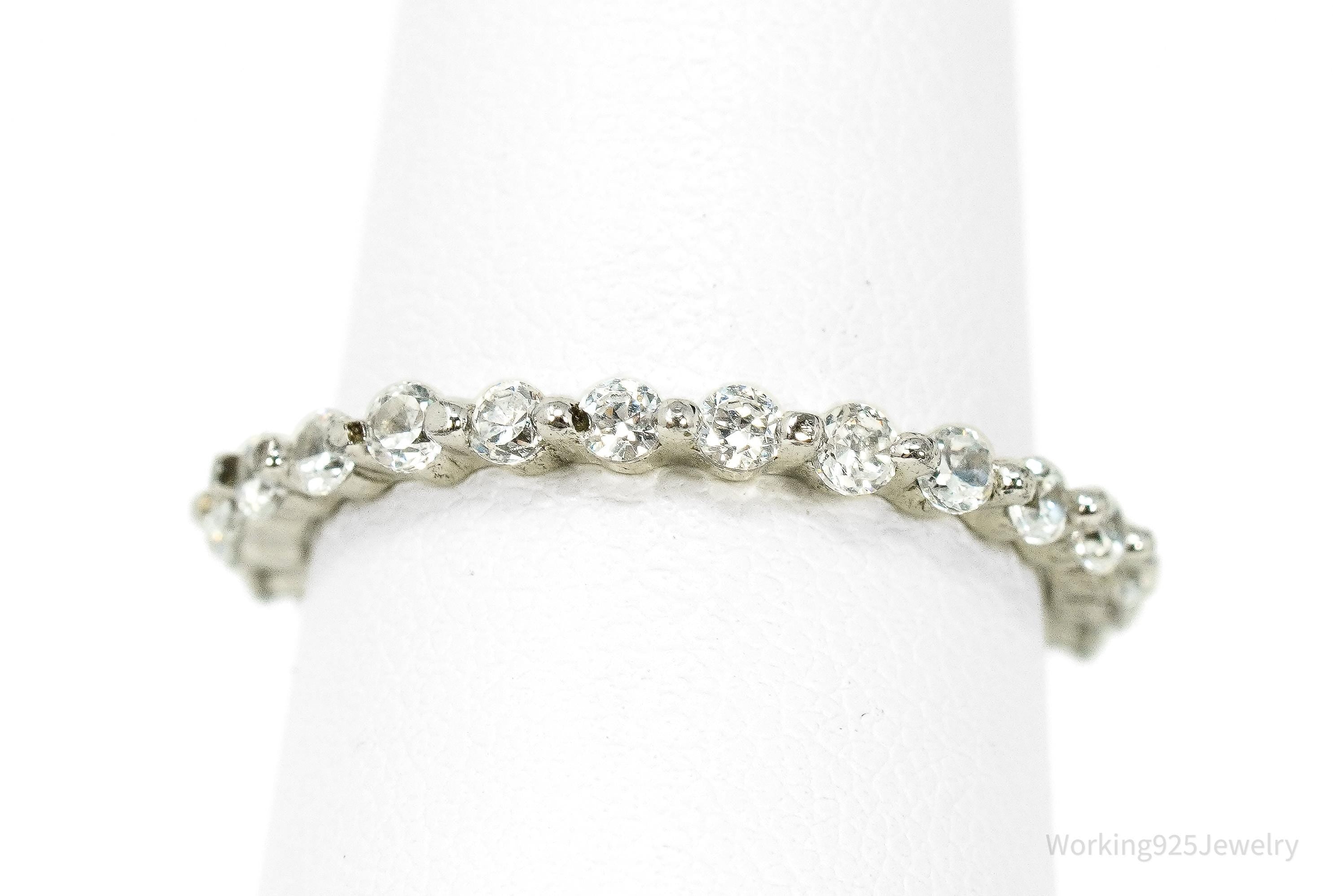 Vintage Cubic Zirconia Sterling Silver Band Ring - Size 7.5