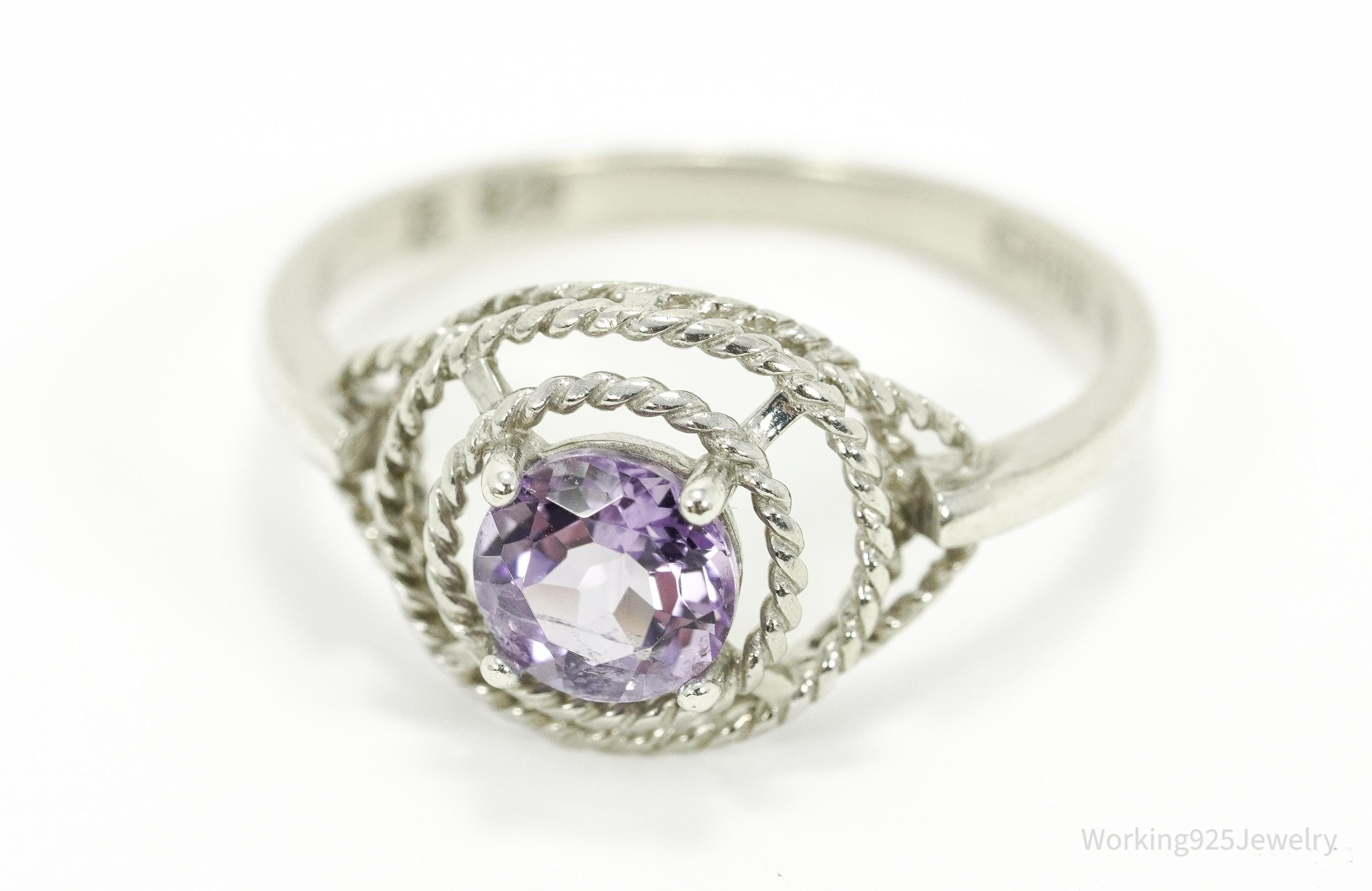 Vintage Amethyst Sterling Silver Ring - Size 8.25