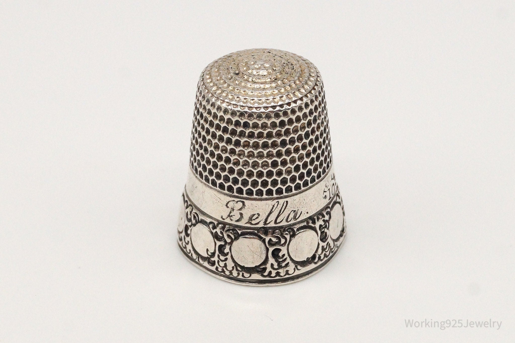 Antique Simons Bros & Co "Bella" Dome Sterling Silver Thimble