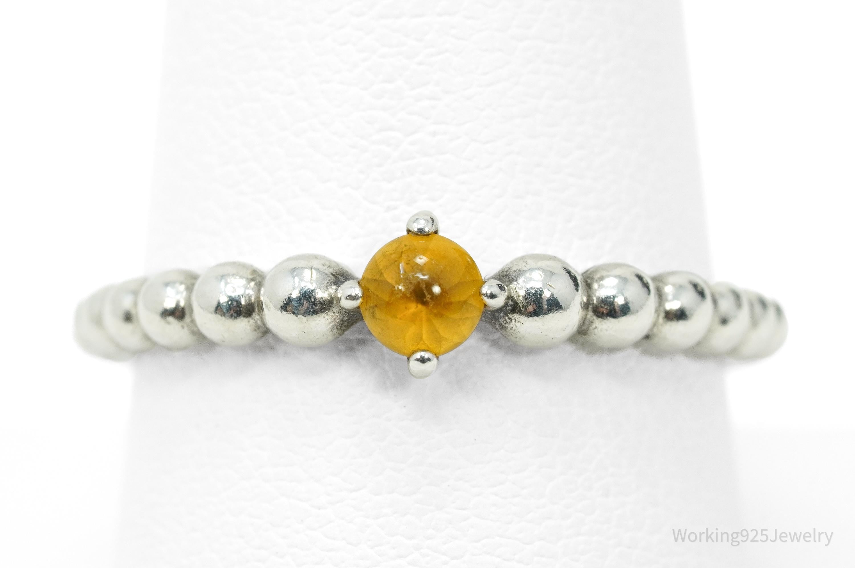 Designer Pandora Retired Honey Topaz Sterling Silver Ring - Size 9