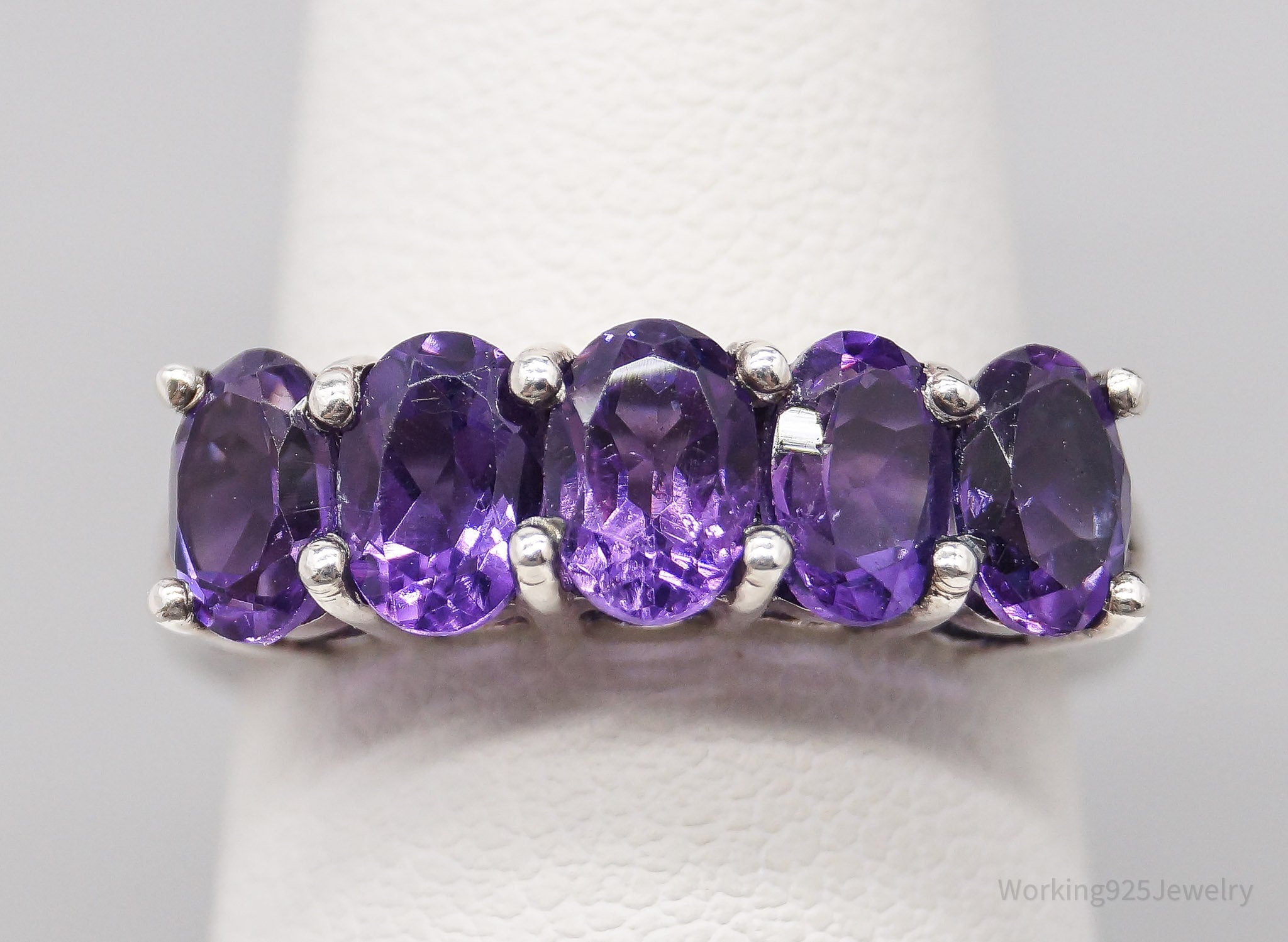 Vintage Amethyst Sterling Silver Ring - Size 7