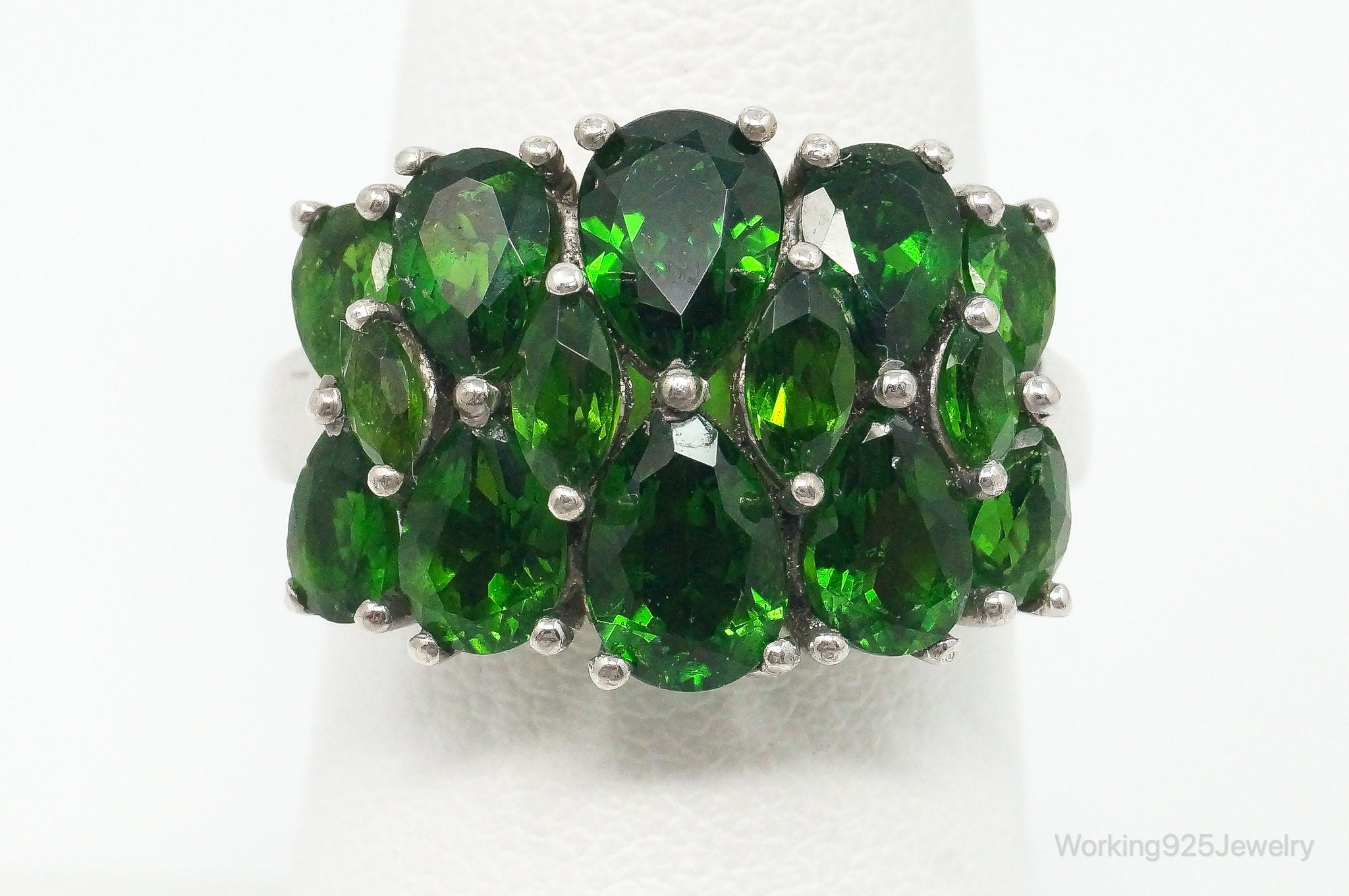 Vintage Peridot Art Deco Sterling Silver Ring - Size 7