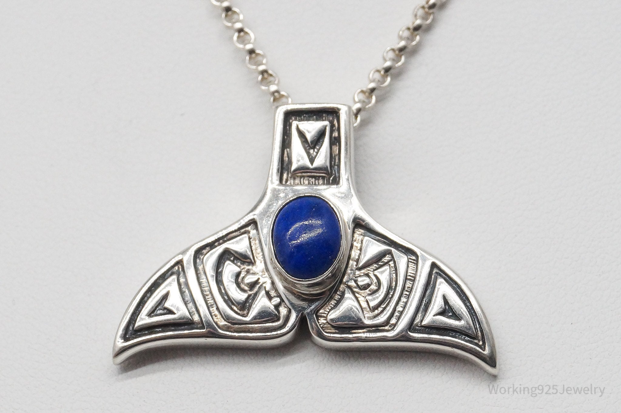Vintage Native American Carol Felley Lapis Lazuli Sterling Silver Necklace