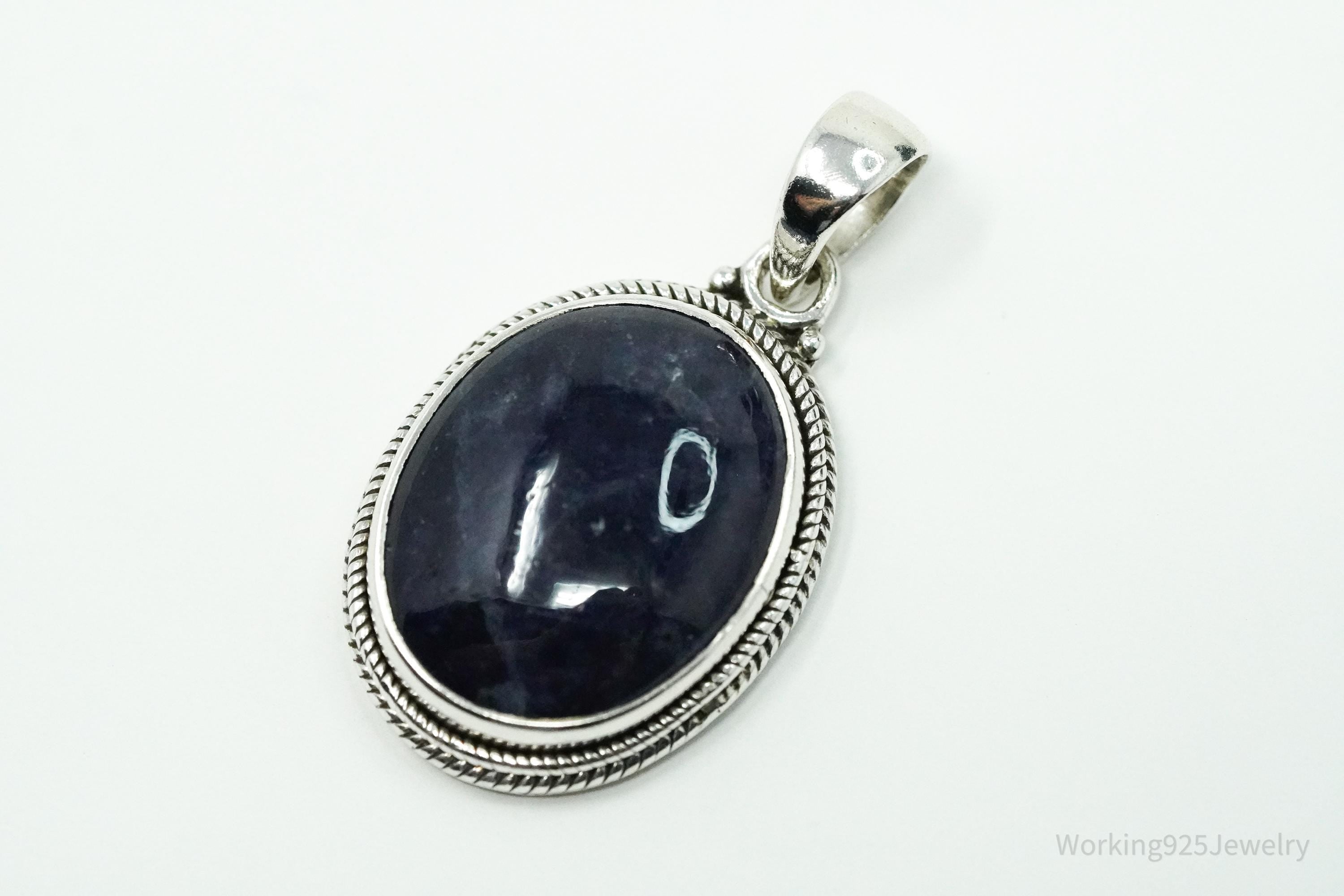 Vintage Bluish Purple Stone Sterling Silver Pendant