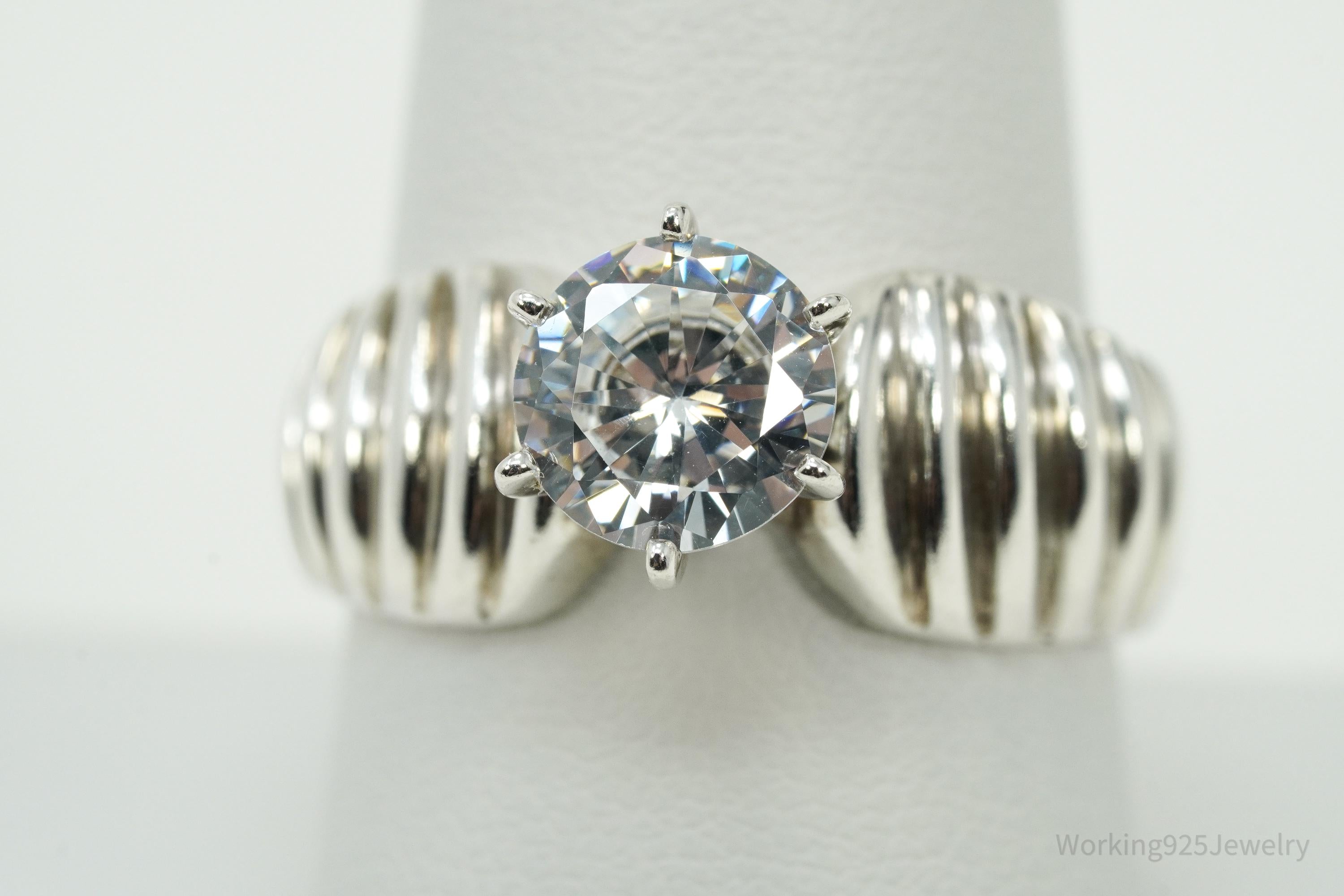 Vintage Diamonique Cubic Zirconia Sterling Silver Ring Size 9.25