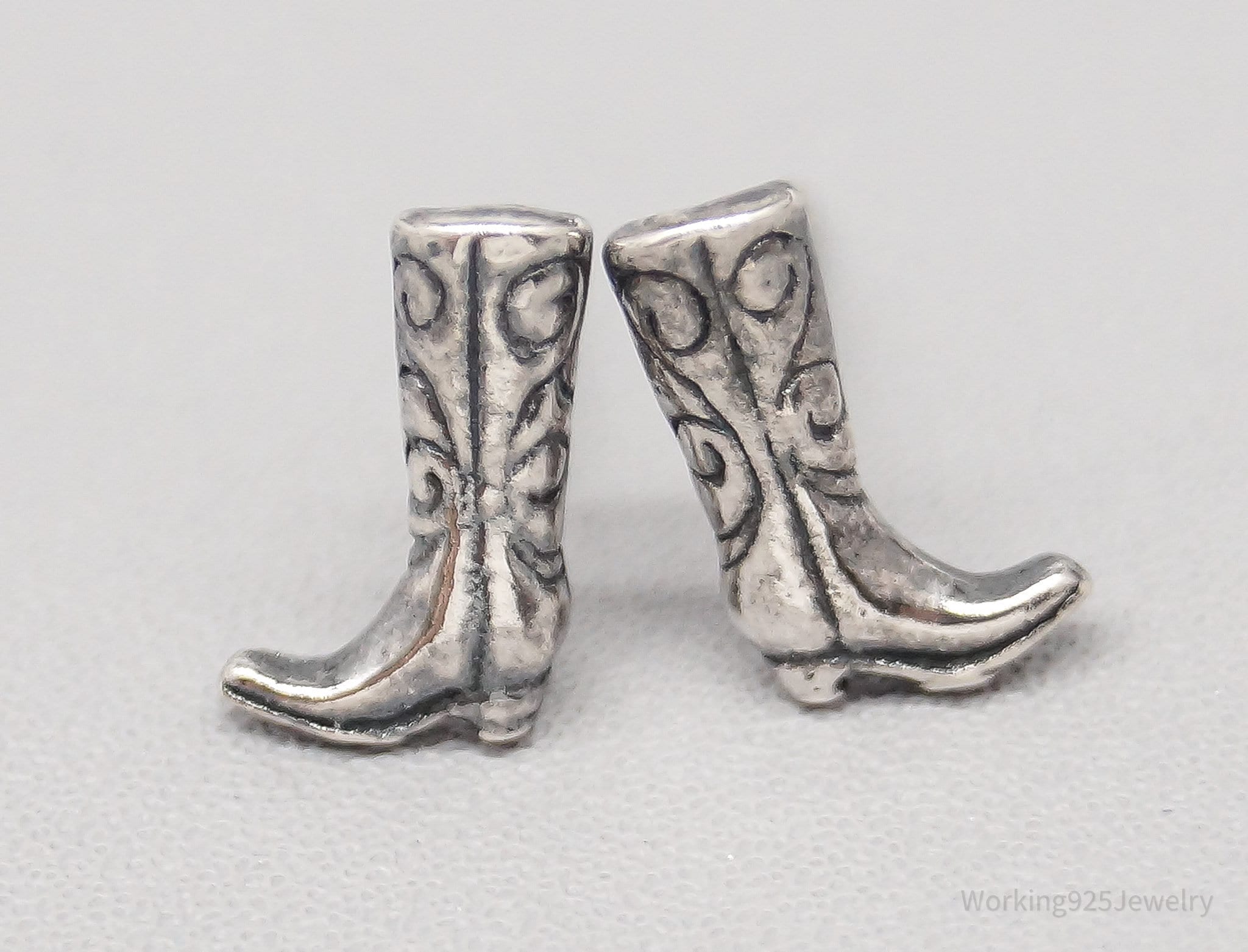 Vintage Cowgirl Boots Sterling Silver Earrings