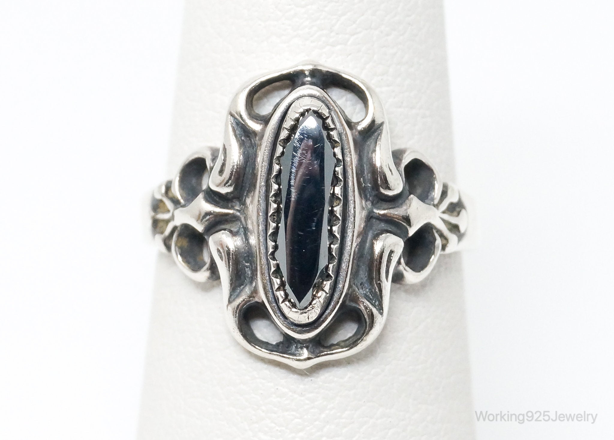 Vintage Wheeler Manufacturing Co Hematite Sterling Silver Ring - Size 6