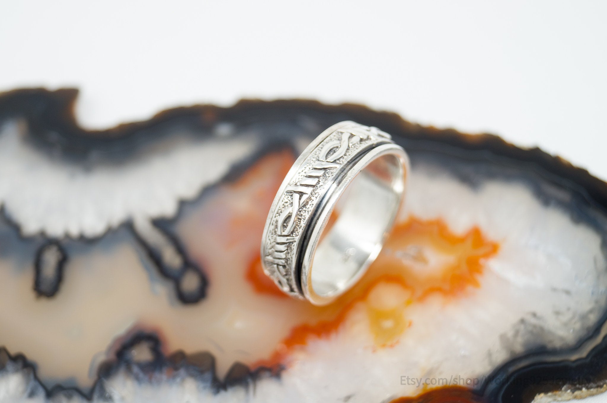 Vintage Barbed Wire Wrap Designer Sterling Silver Spinner Band Ring Sz 11.5