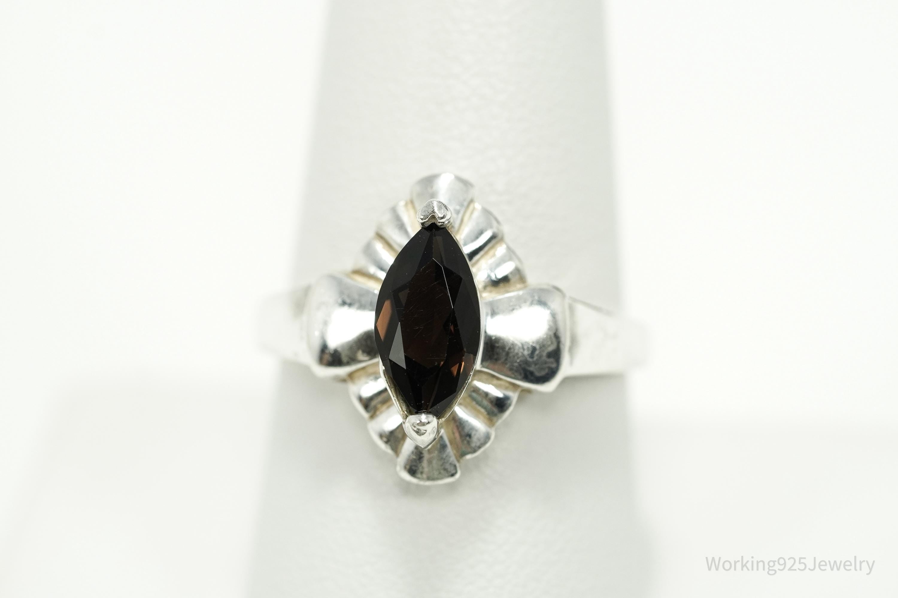 Vintage Smoky Topaz Sterling Silver Ring - Size 8.75
