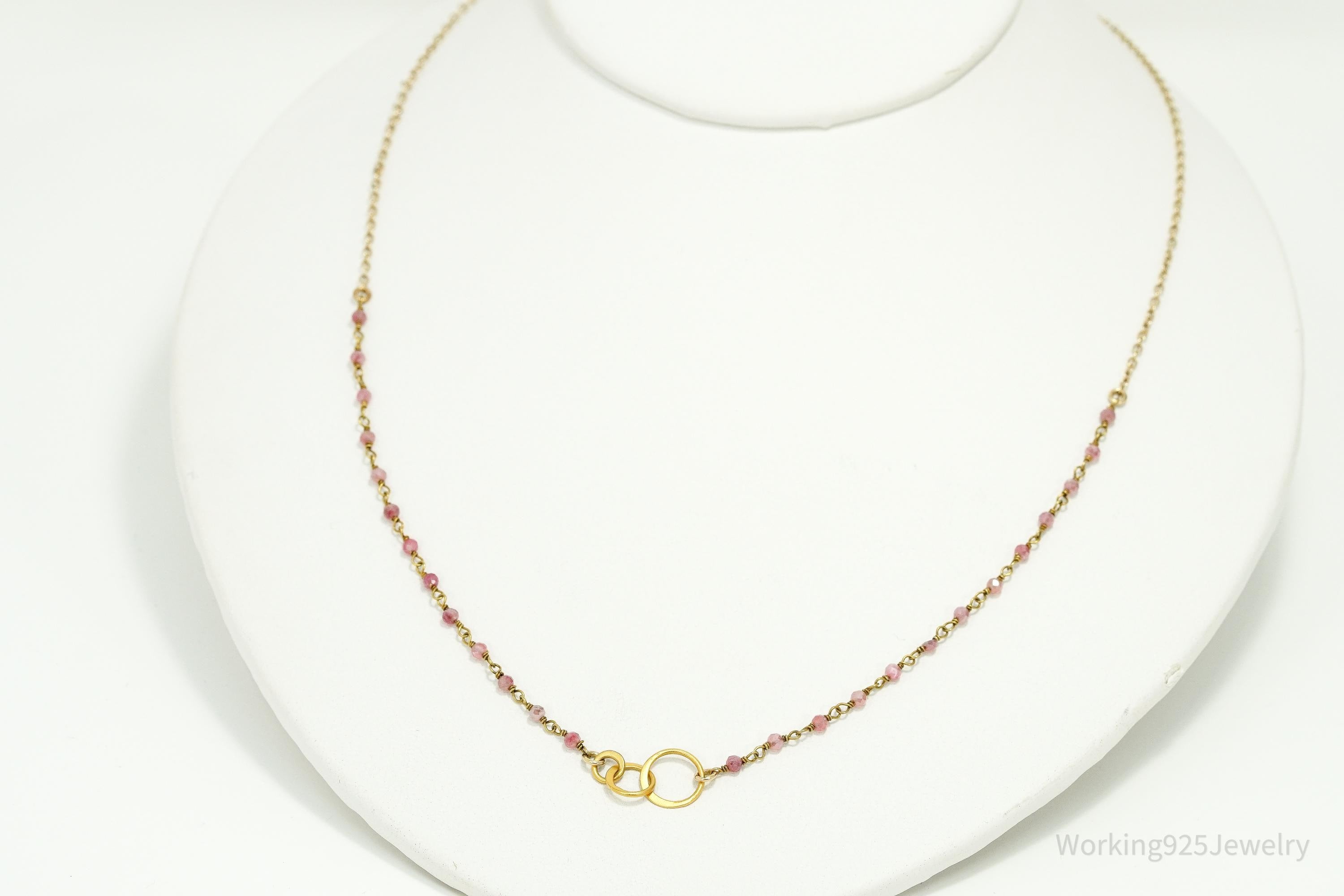 Vintage Pink Tourmaline 14K Yellow Gold Filled Necklace 19"