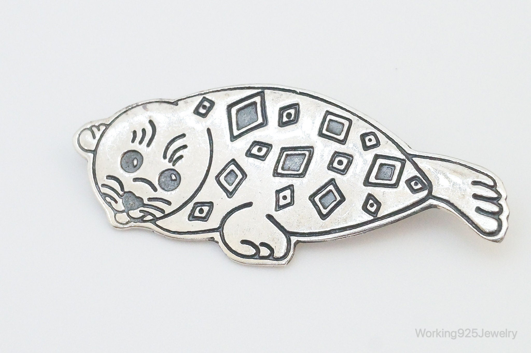 Vintage Taxco Mexico Seal Sterling Silver Brooch Pin