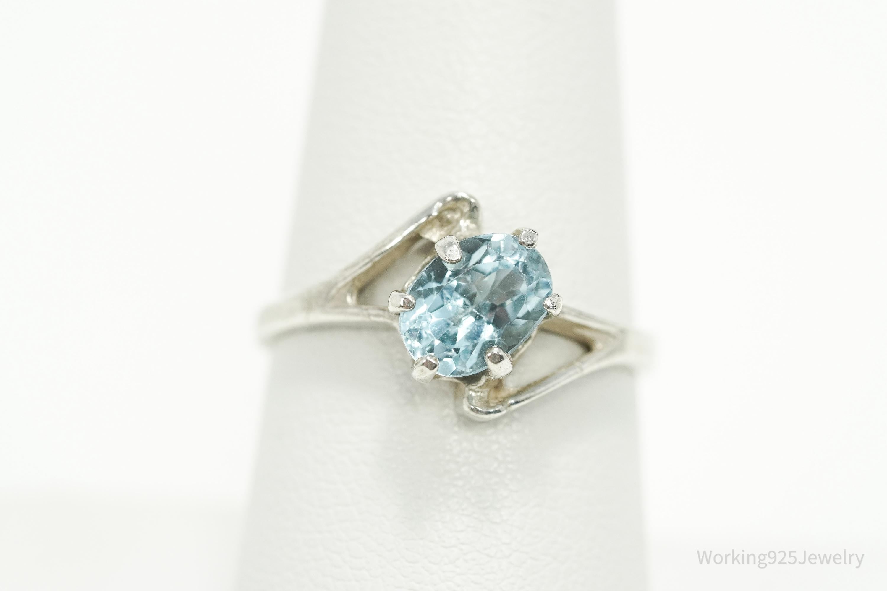 Vintage Blue Topaz Sterling Silver Ring - Size 8