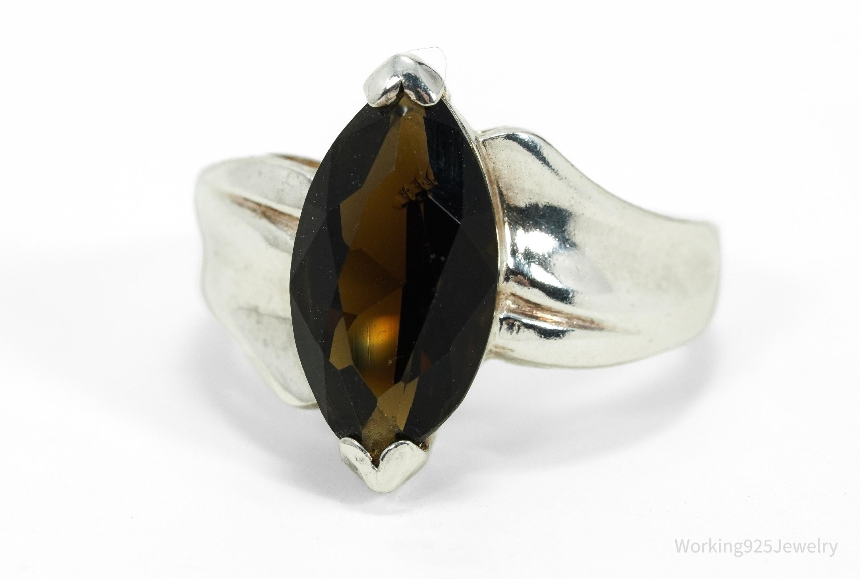 Vintage Smoky Topaz Sterling Silver Ring - Size 7