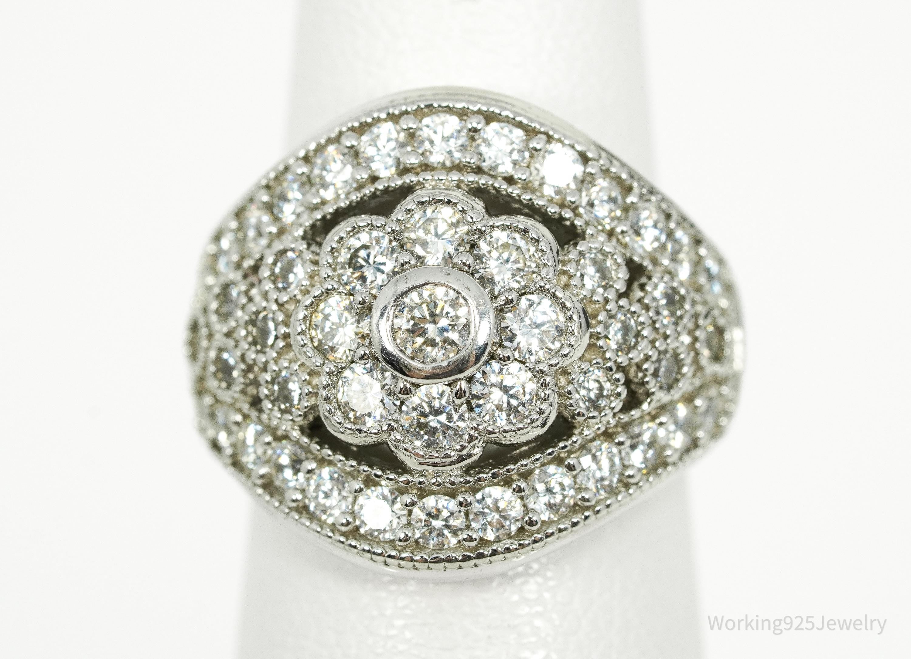 Vintage Cubic Zirconia Sterling Silver Ring - Size 5