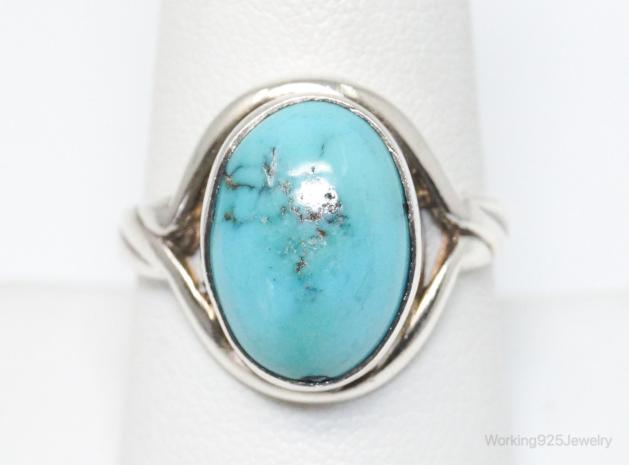 Vintage Turquoise Sterling Silver Ring - SZ 8.75