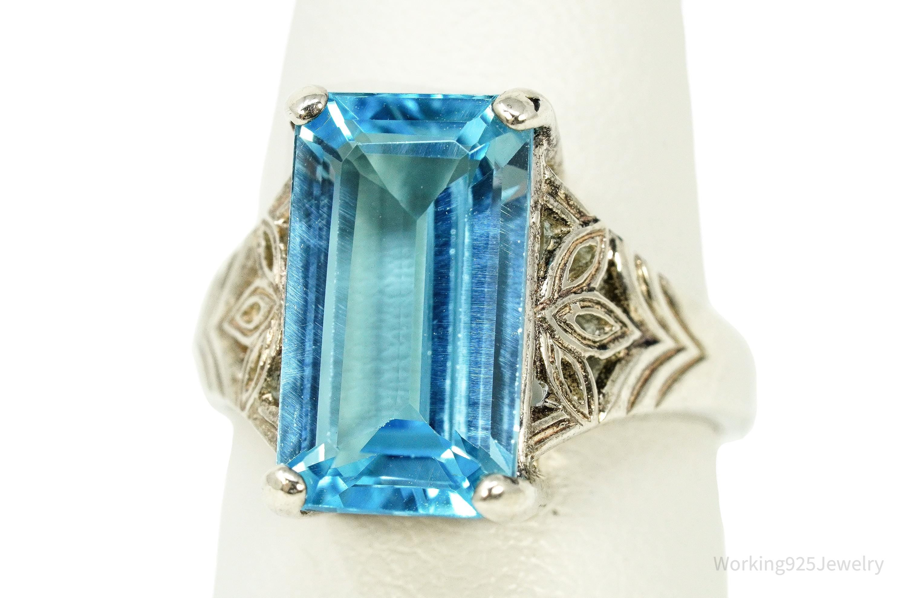 Vintage Blue Topaz Sterling Silver Ring - Size 6