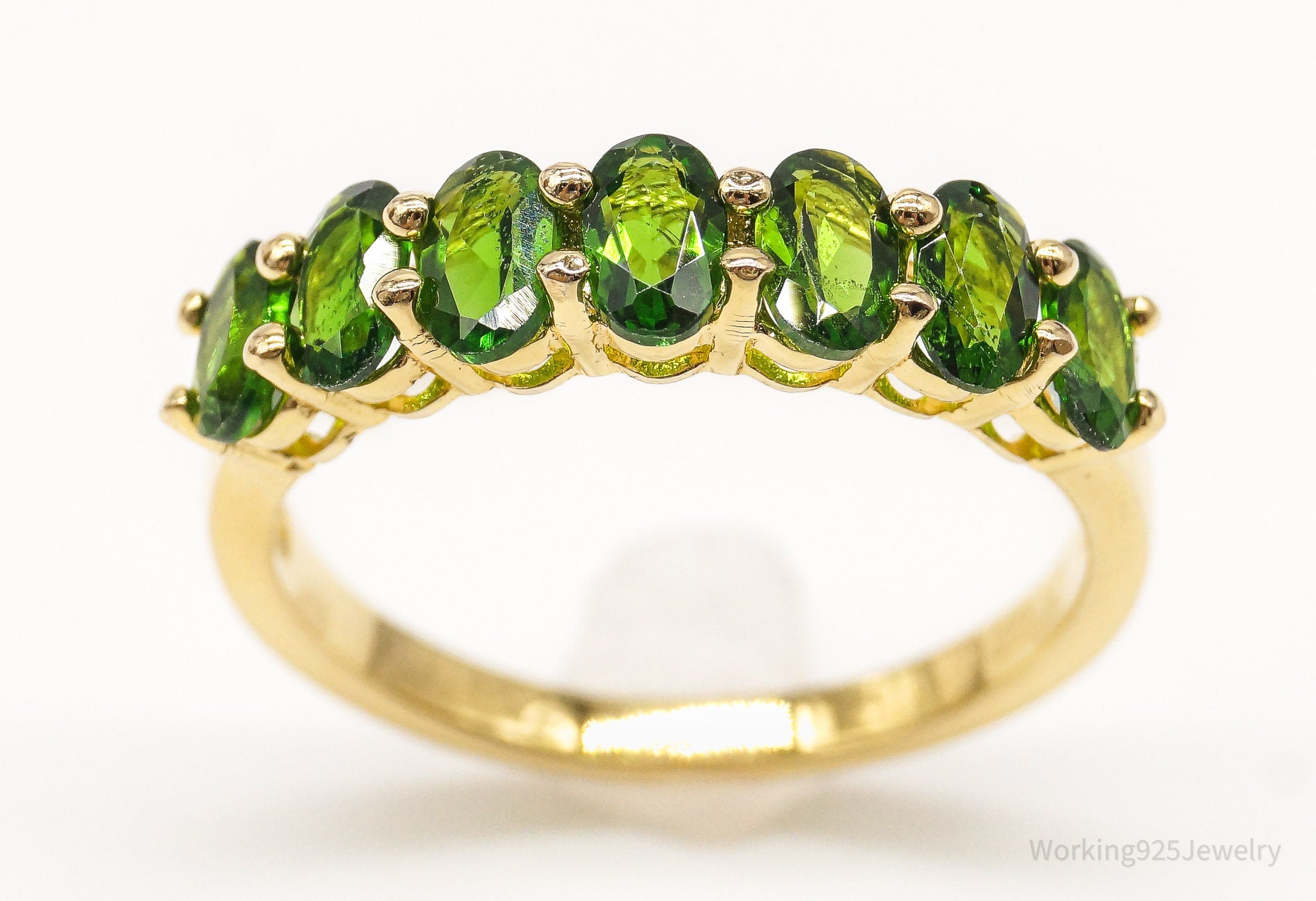 Designer DK Peridot Gold Vermeil Sterling Silver Ring Size 8