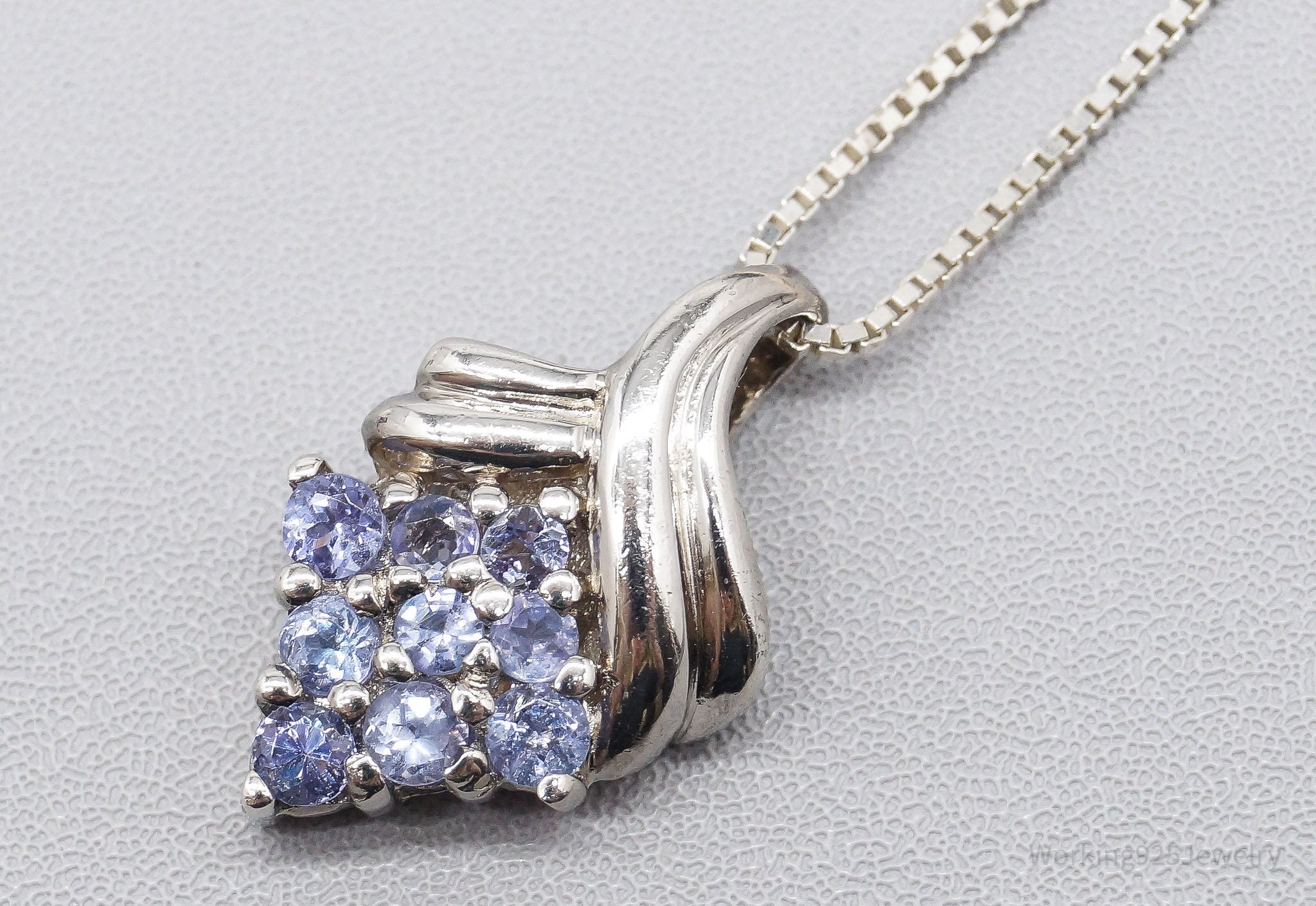 Vintage Tanzanite Sterling Silver Necklace 18"