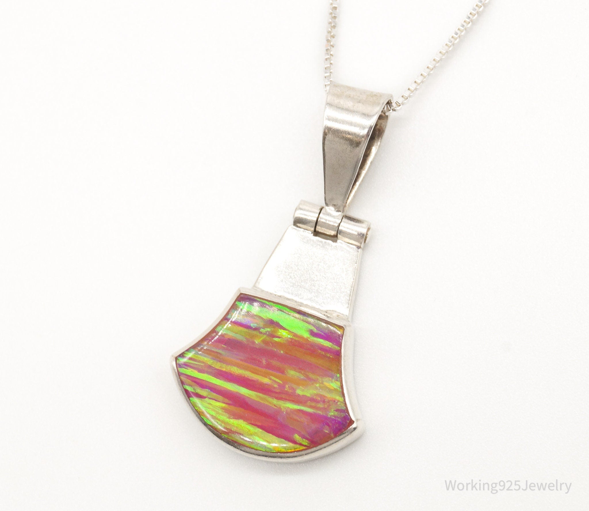 Vintage Mexico Opal 950 Silver Necklace | Working 925 Jewelry