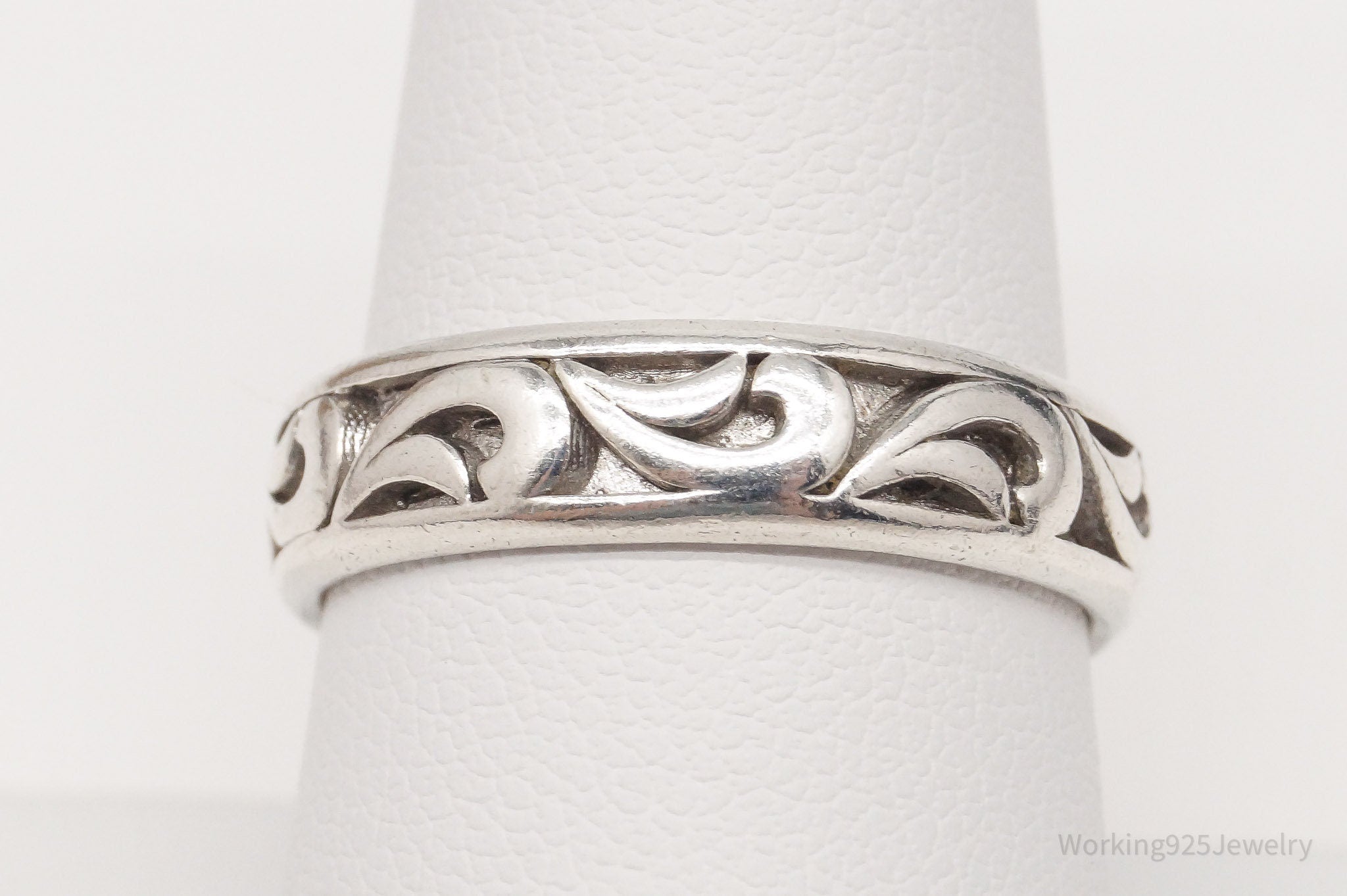 Vintage Art Deco Sterling Silver Band Ring - Size 8.75