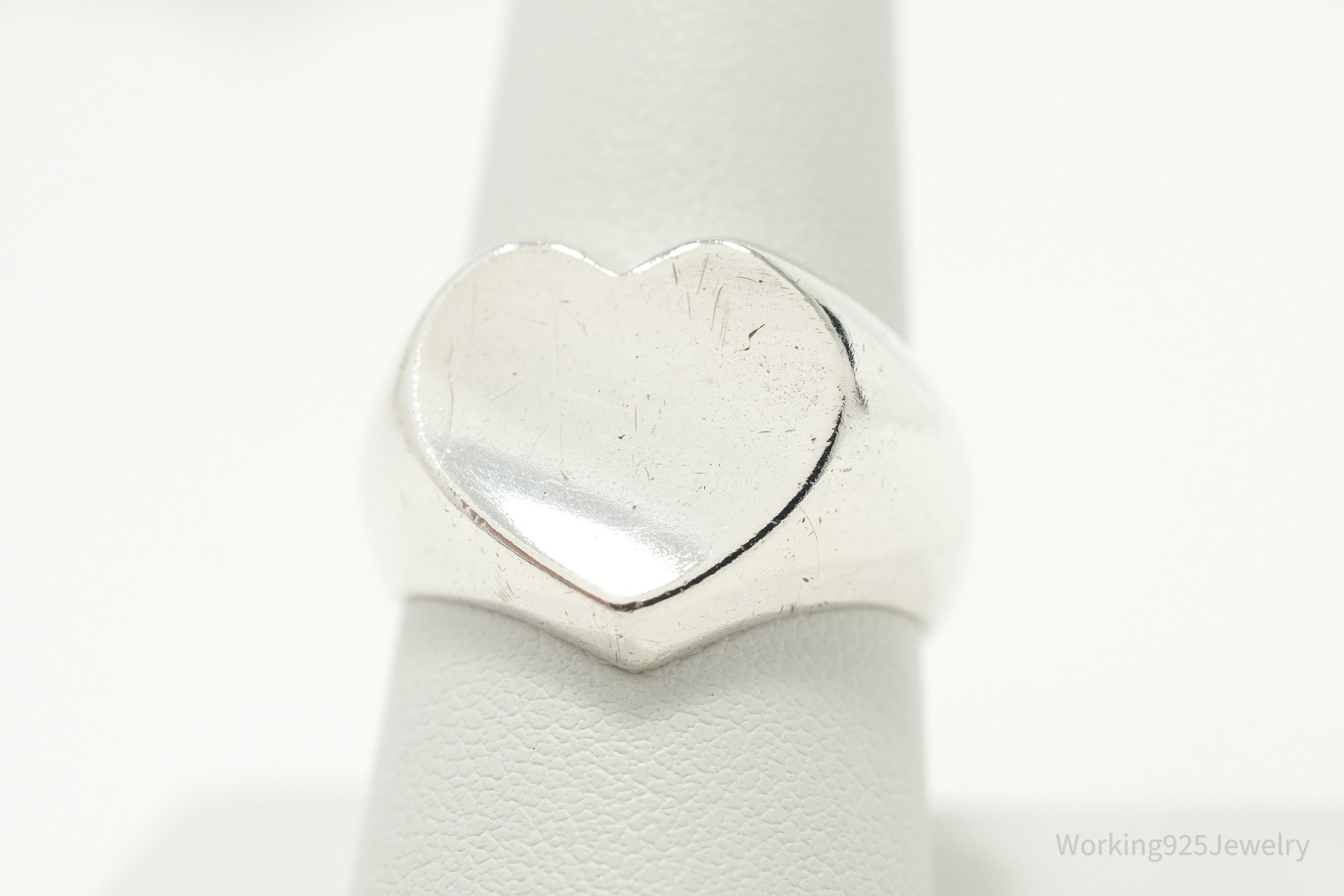 Vintage Heart Sterling Silver Ring - Size 8.75