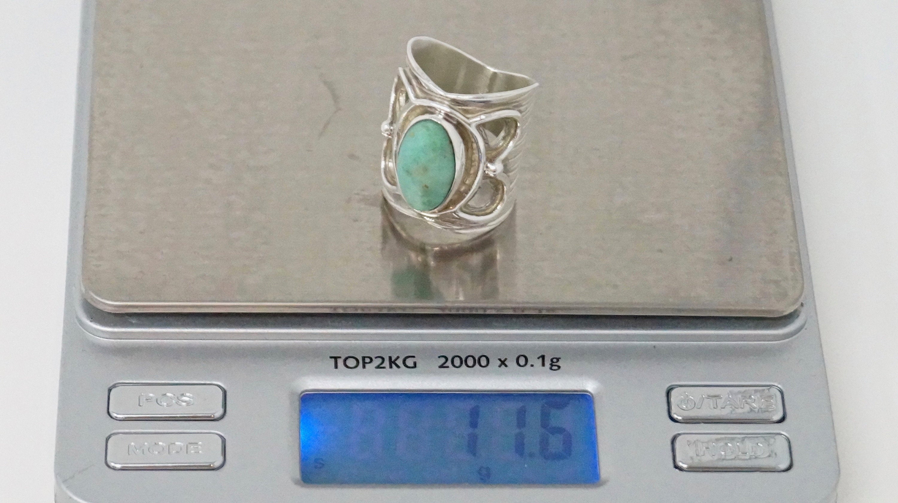 Vintage Designer Desert Rose Trading DTR Turquoise Sterling Silver Ring - 6 1/2